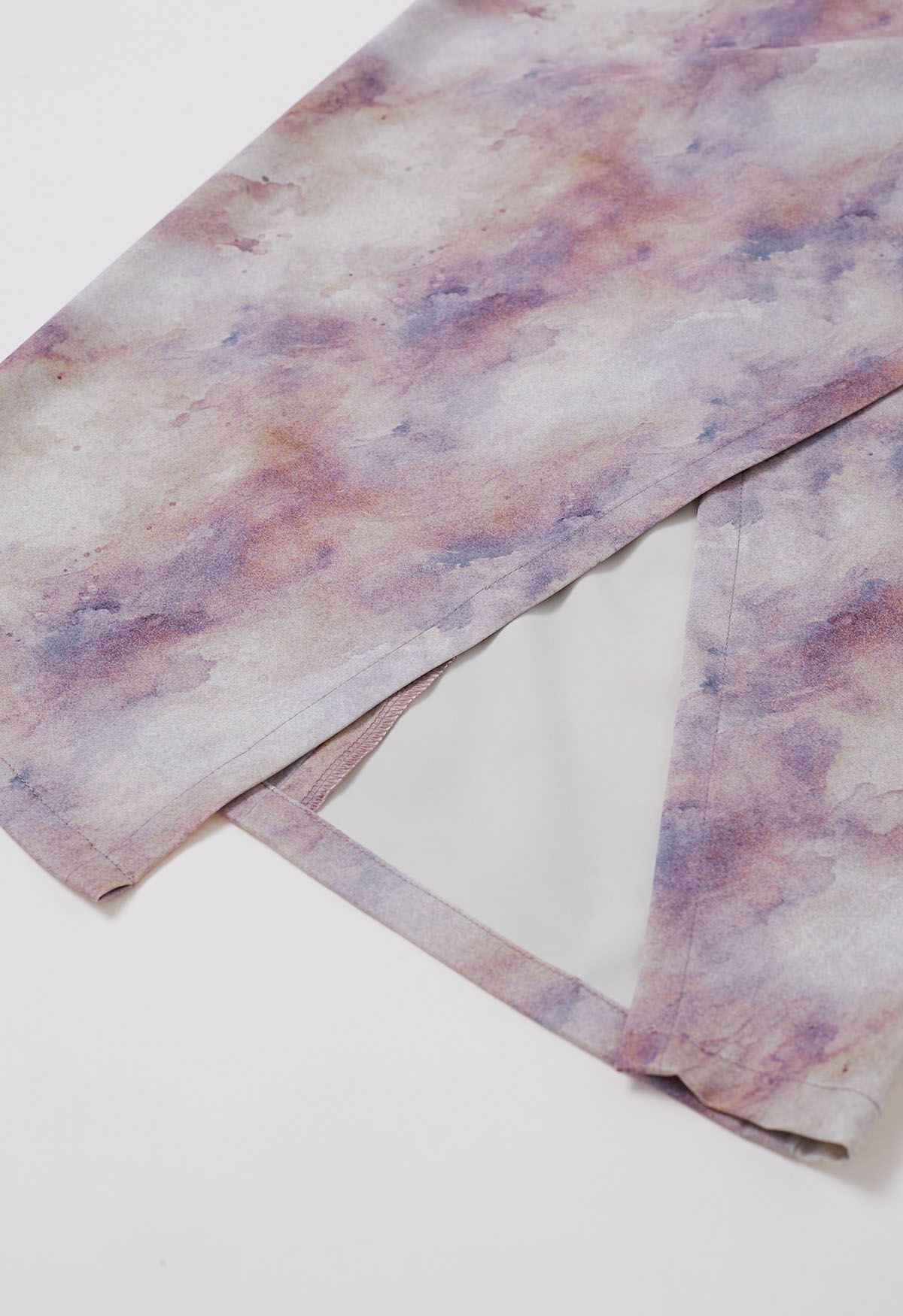Tie Dye Asymmetric Front Slit Skirt in Lavender