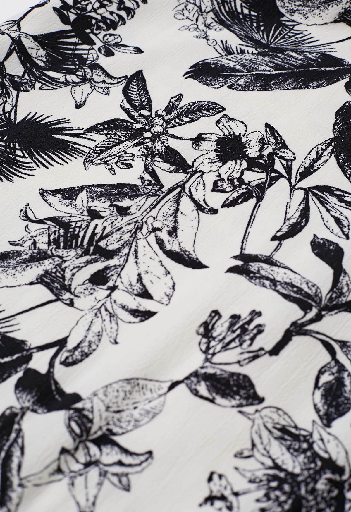 Ink Floral Print Halter Frilling Dress