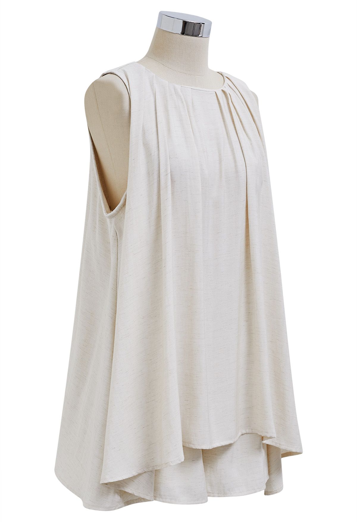 Pleats Sleeveless Top and Shorts Set in Ivory
