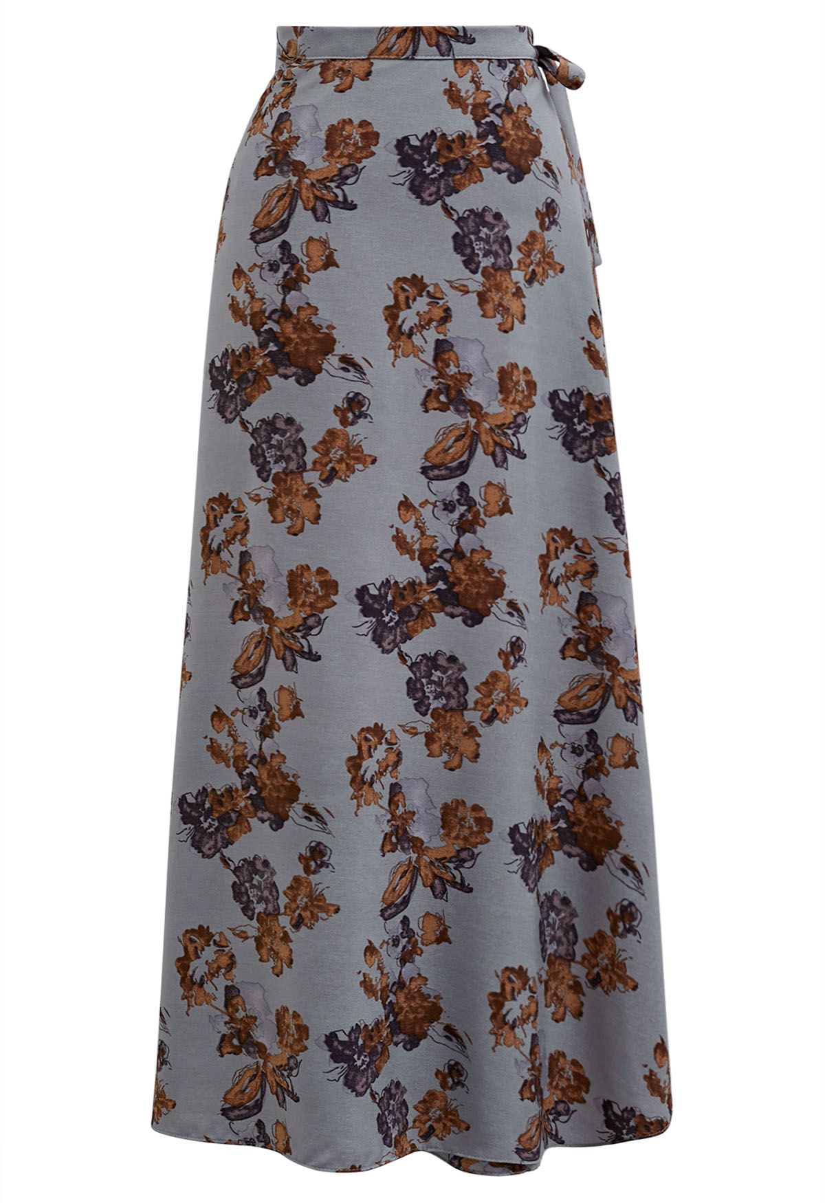 Vintage Floral Print Tie-Waist Wrap Skirt