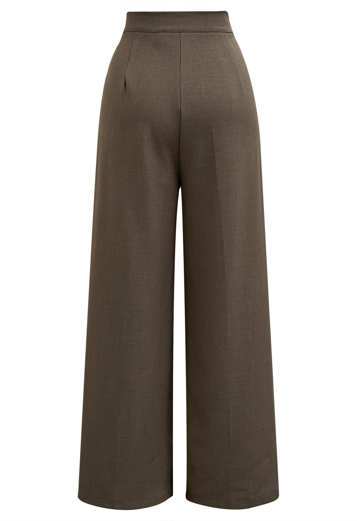 Solid Belted High Waist Wide-Leg Pants in Khaki