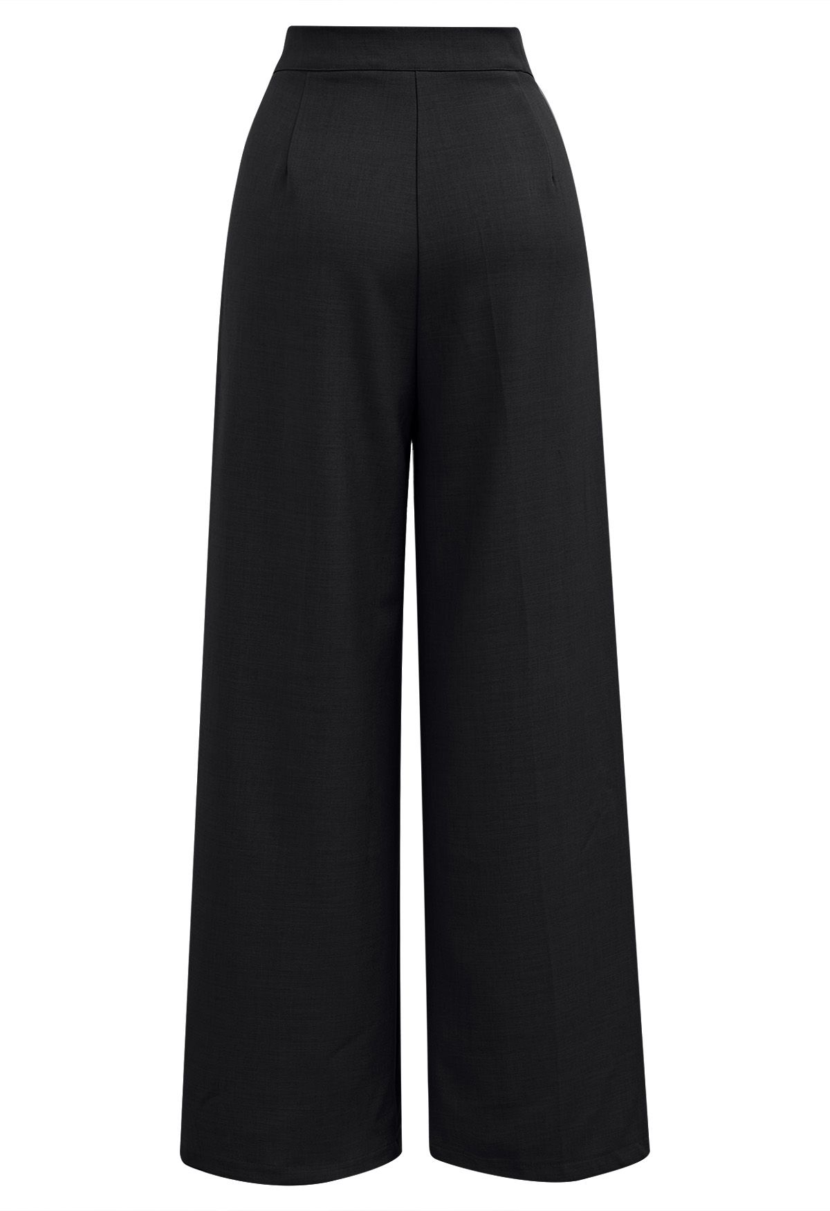 Solid Belted High Waist Wide-Leg Pants in Black