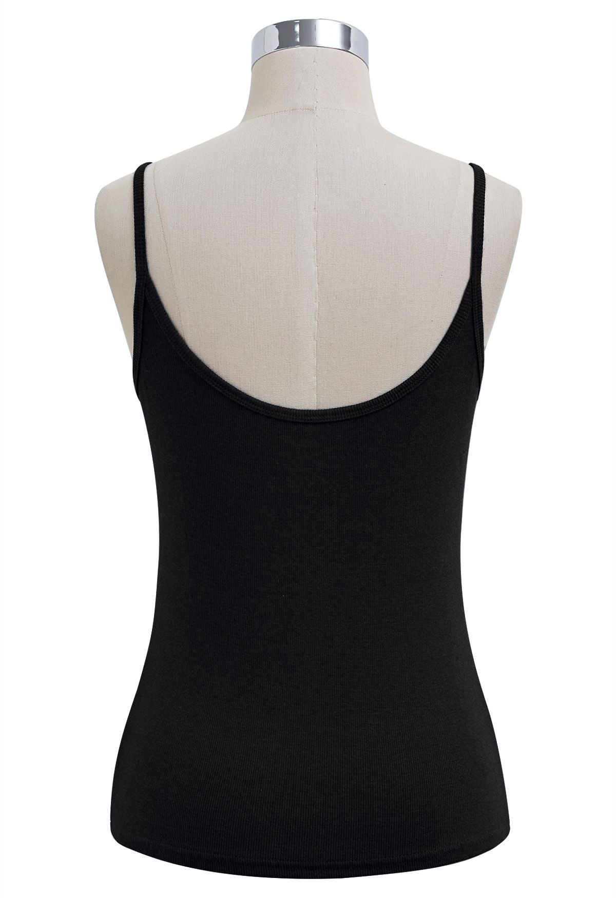 Simplicity Front Buttoned Cami Top in Black