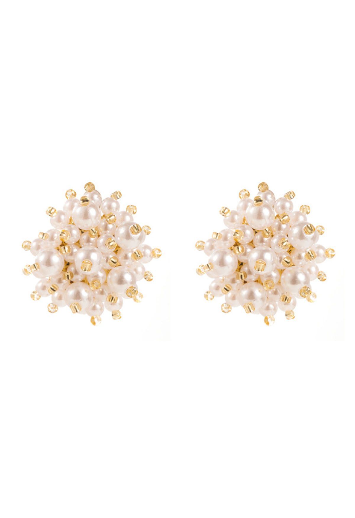 Flower Shell Pearl Stud Earrings