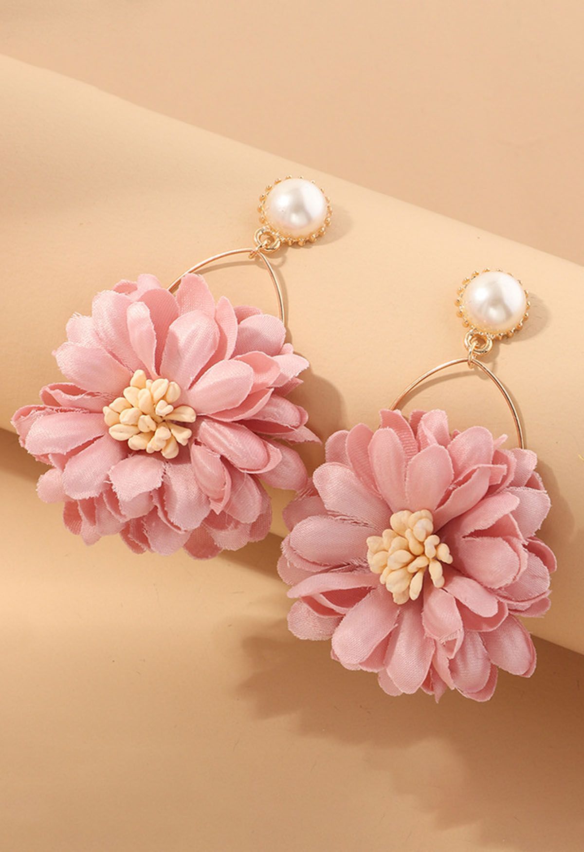 Captivating Blossom Pearl Earrings in Pink