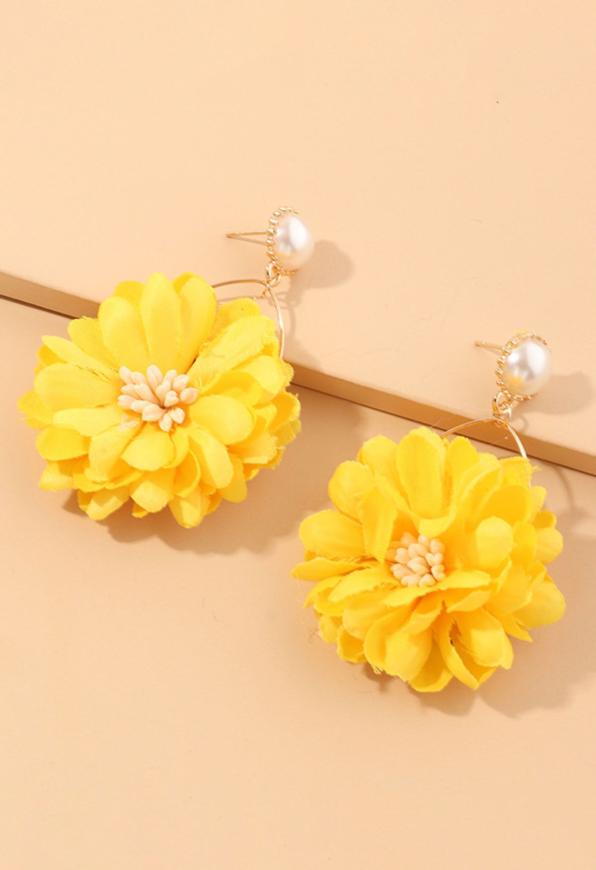 Captivating Blossom Pearl Earrings in Yellow