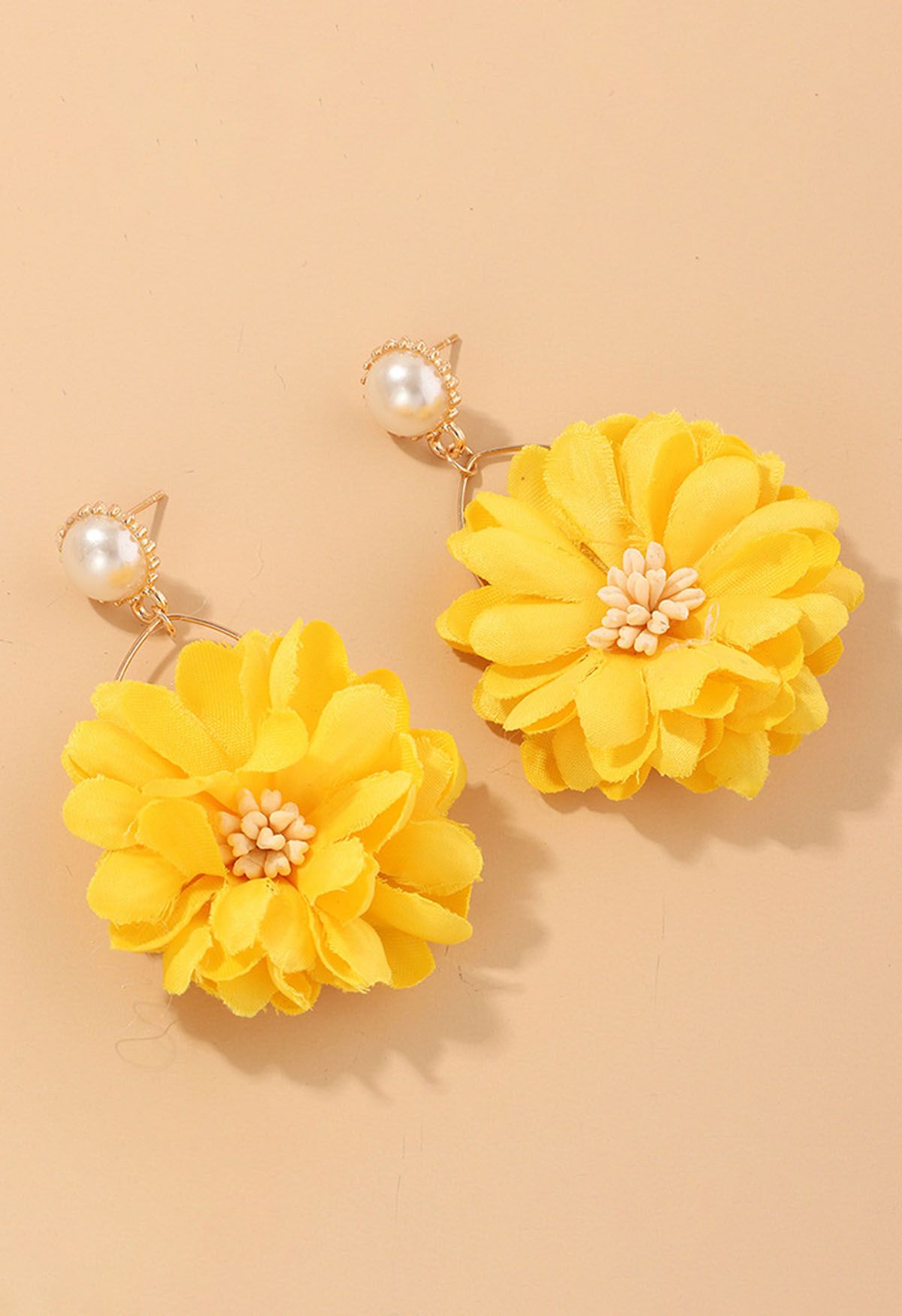 Captivating Blossom Pearl Earrings in Yellow