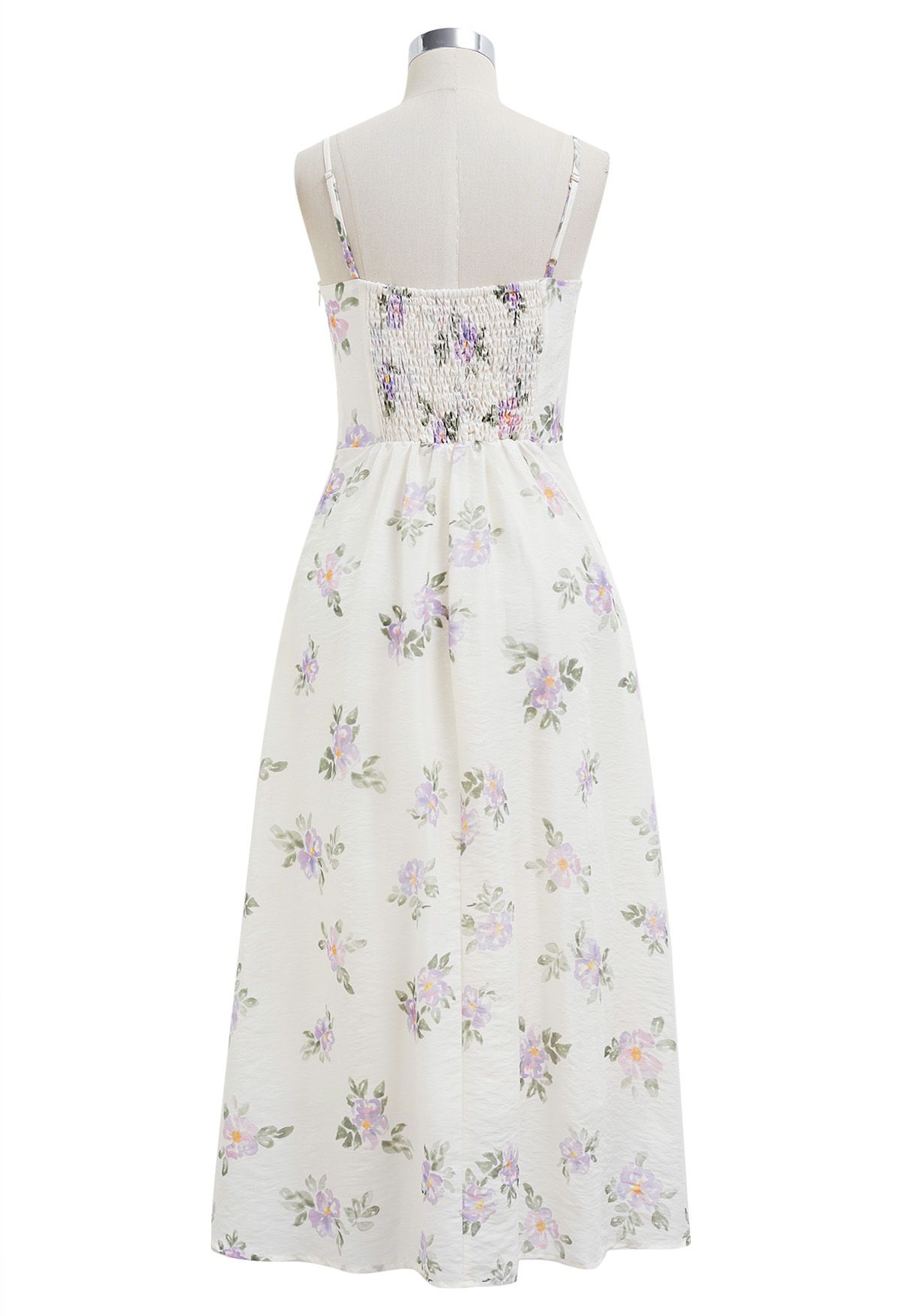 Watercolor Floral Ruffle Trim Cami Dress in Lilac