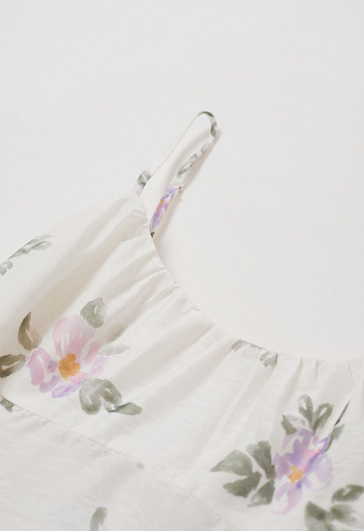 Watercolor Floral Ruffle Trim Cami Dress in Lilac