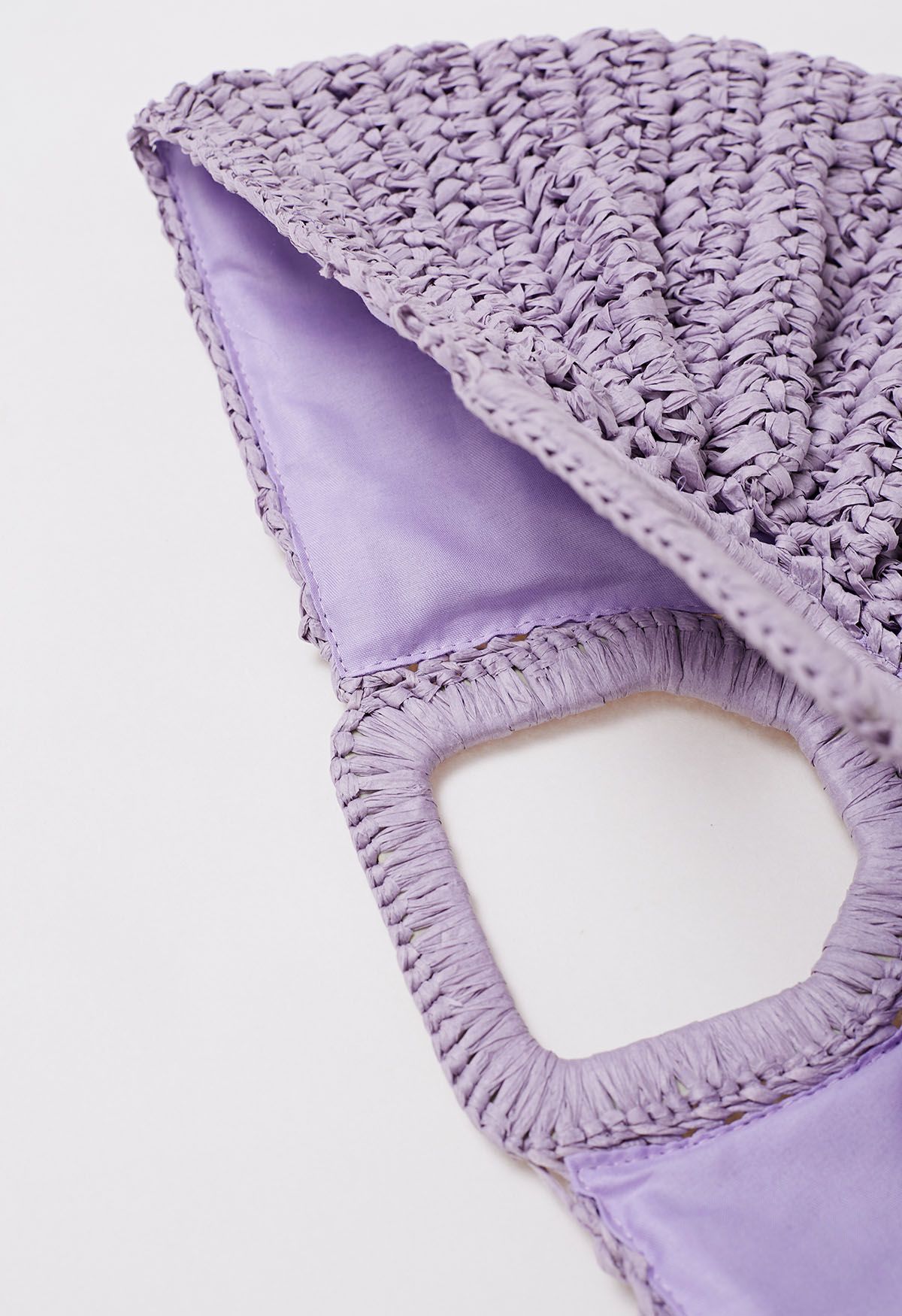 Semicircle Woven Straw Handbag in Lilac