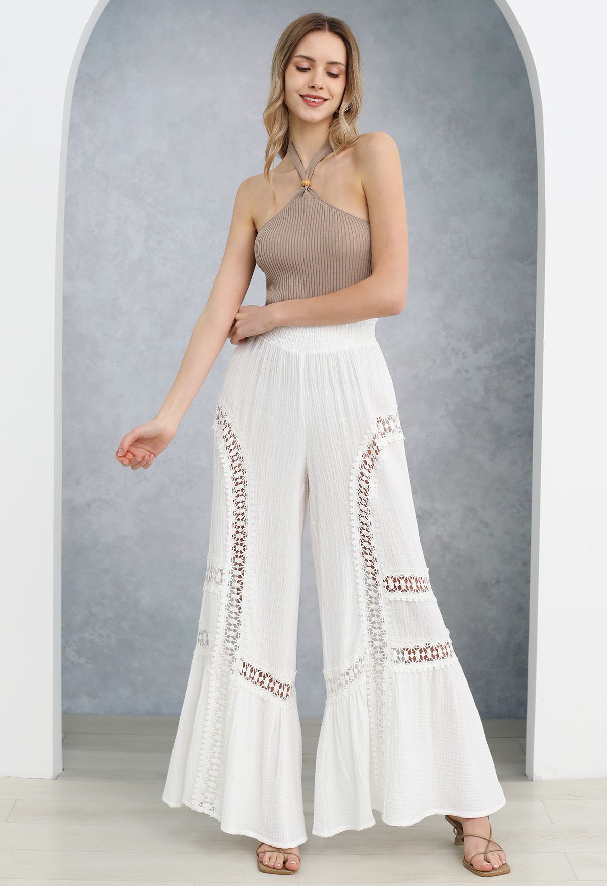 Hit the Breeze Lacy Flare Cotton Pants