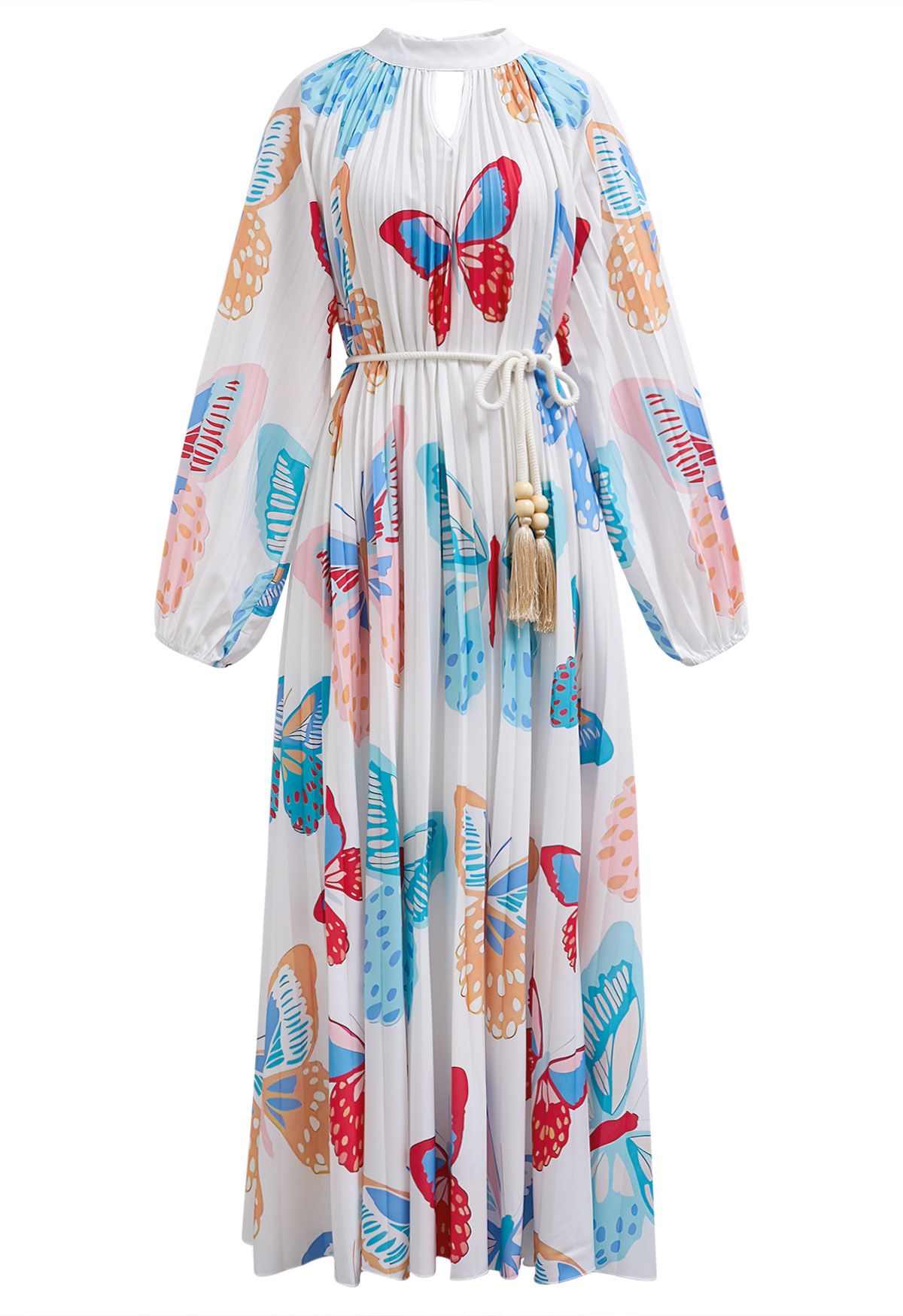 Fluttering Butterfly Accordion Pleated Cutout Maxi Dress