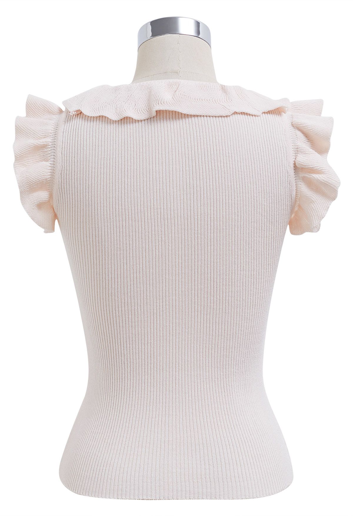 Ethereal Ruffle Sleeveless Knit Top in Light Pink