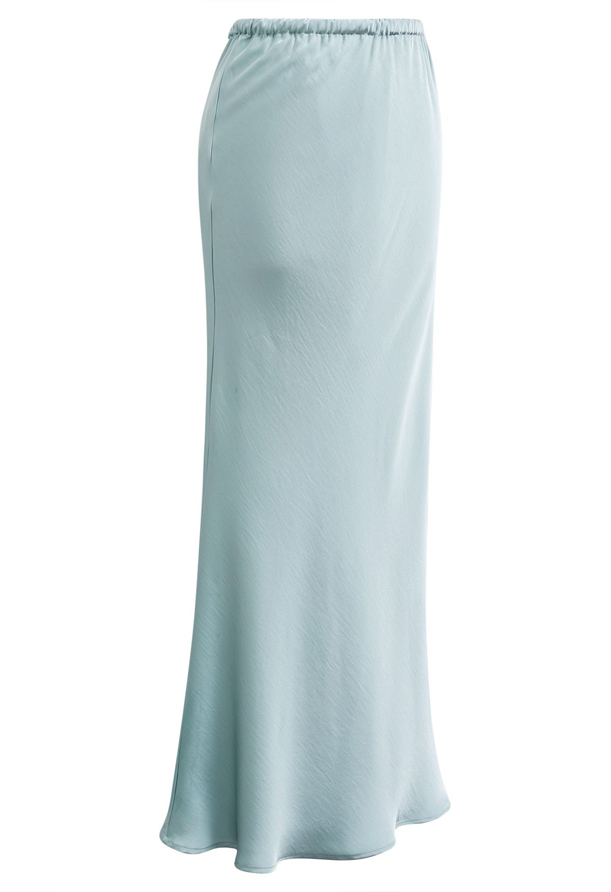 Texture Satin Drawstring Maxi Skirt in Mint