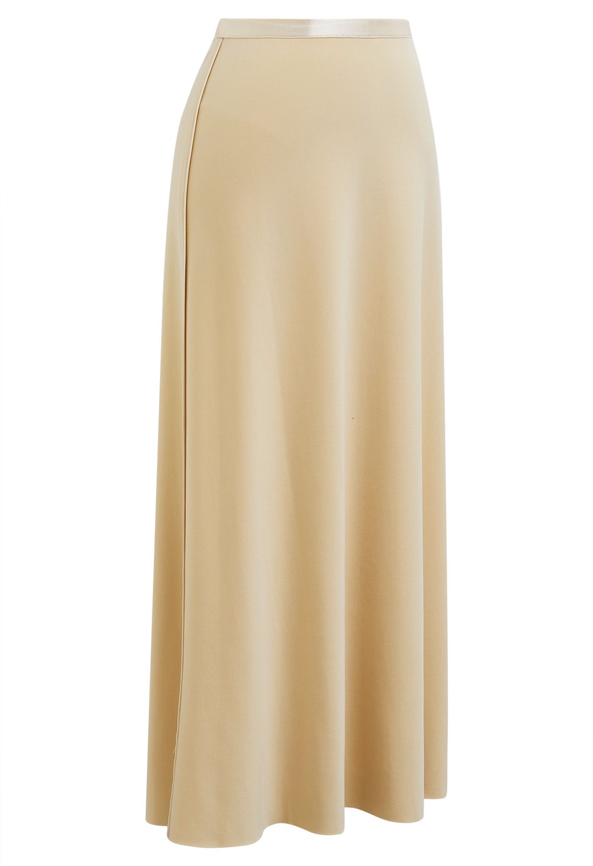 Sleeky Elastic Waist Maxi Skirt in Light Yellow