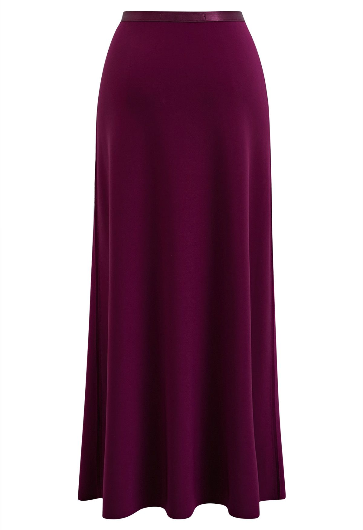 Sleeky Elastic Waist Maxi Skirt in Plum