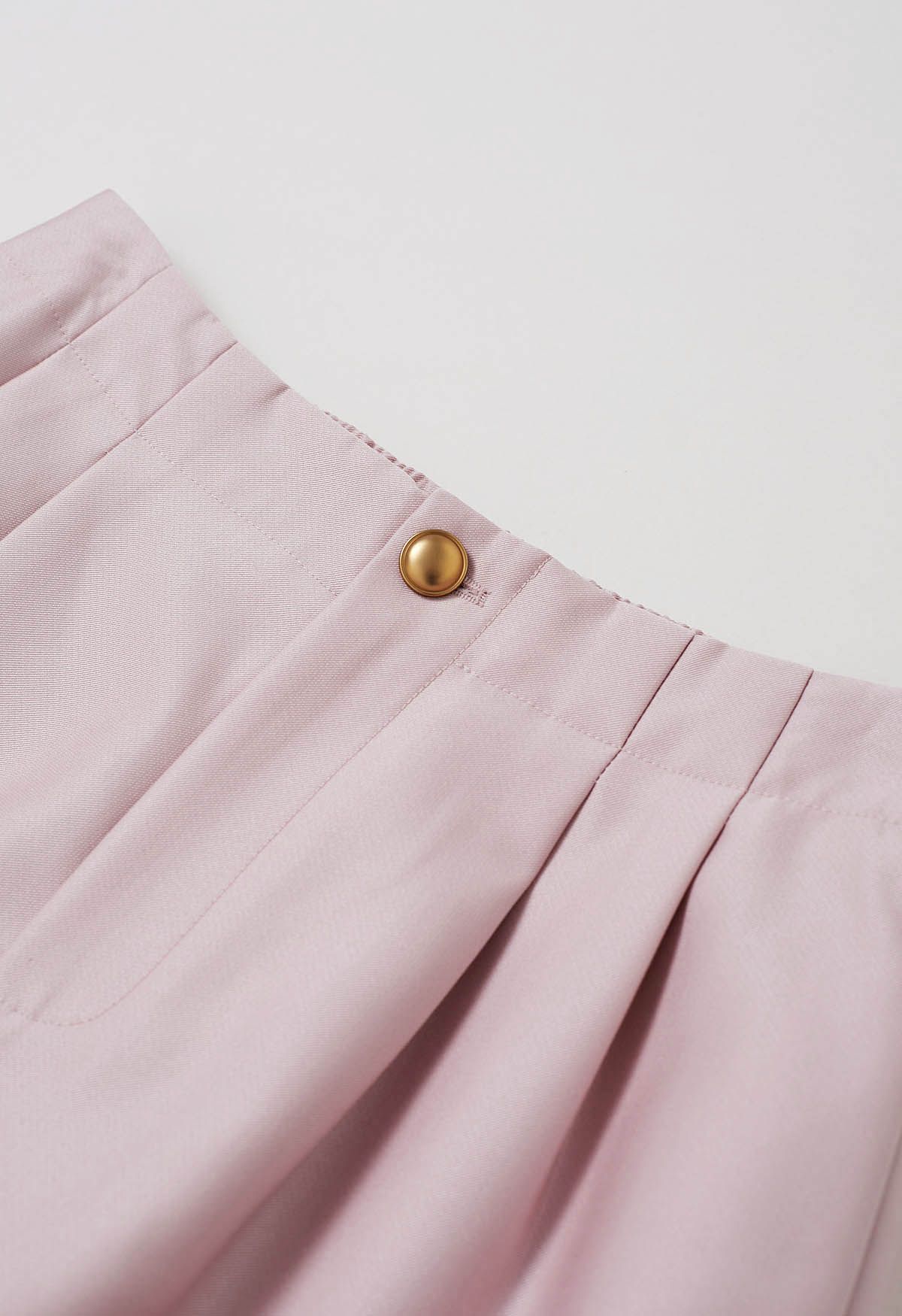 Golden Button Side Pocket Shorts in Pink