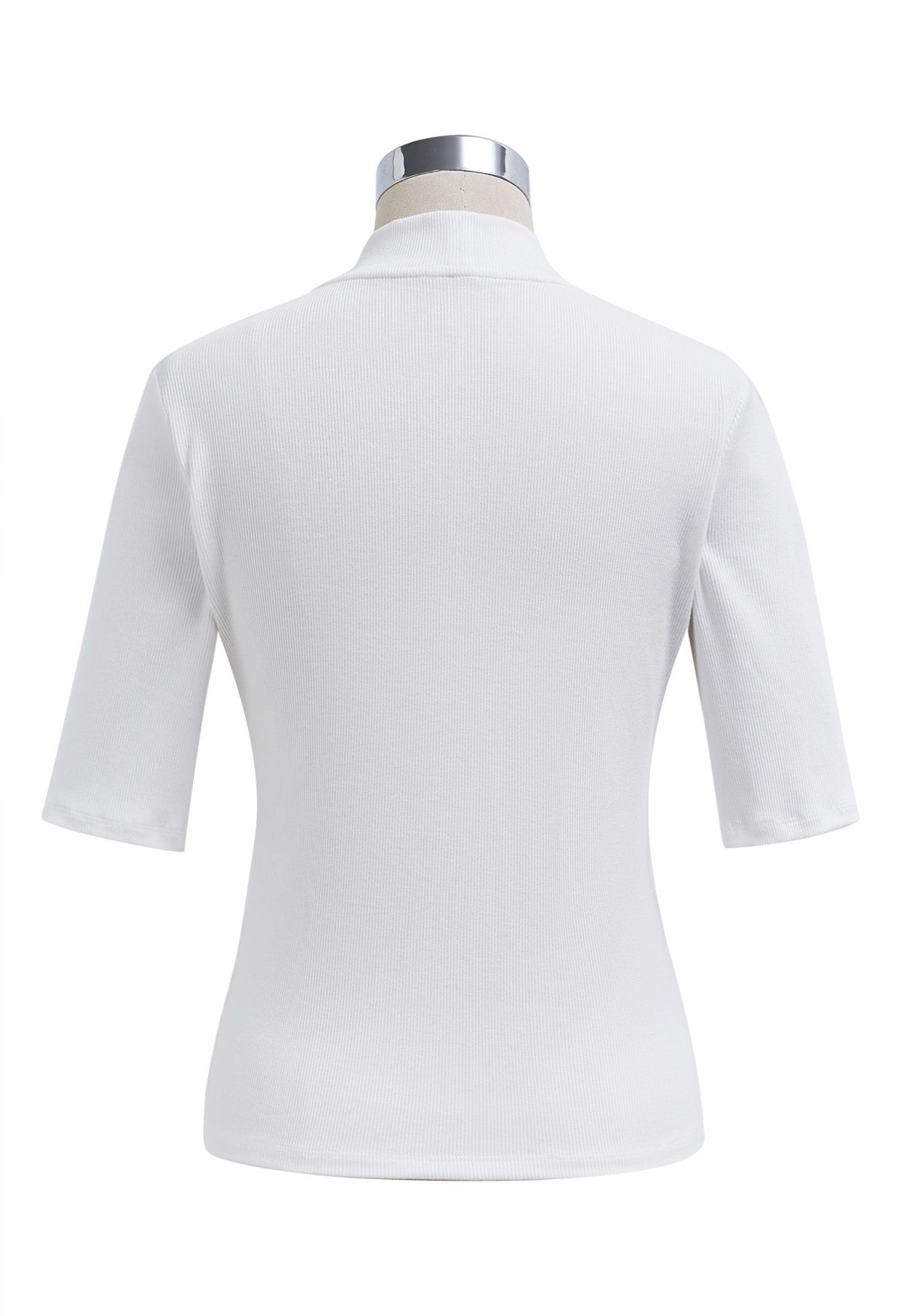 Sophisticated Elbow Sleeve Top in White