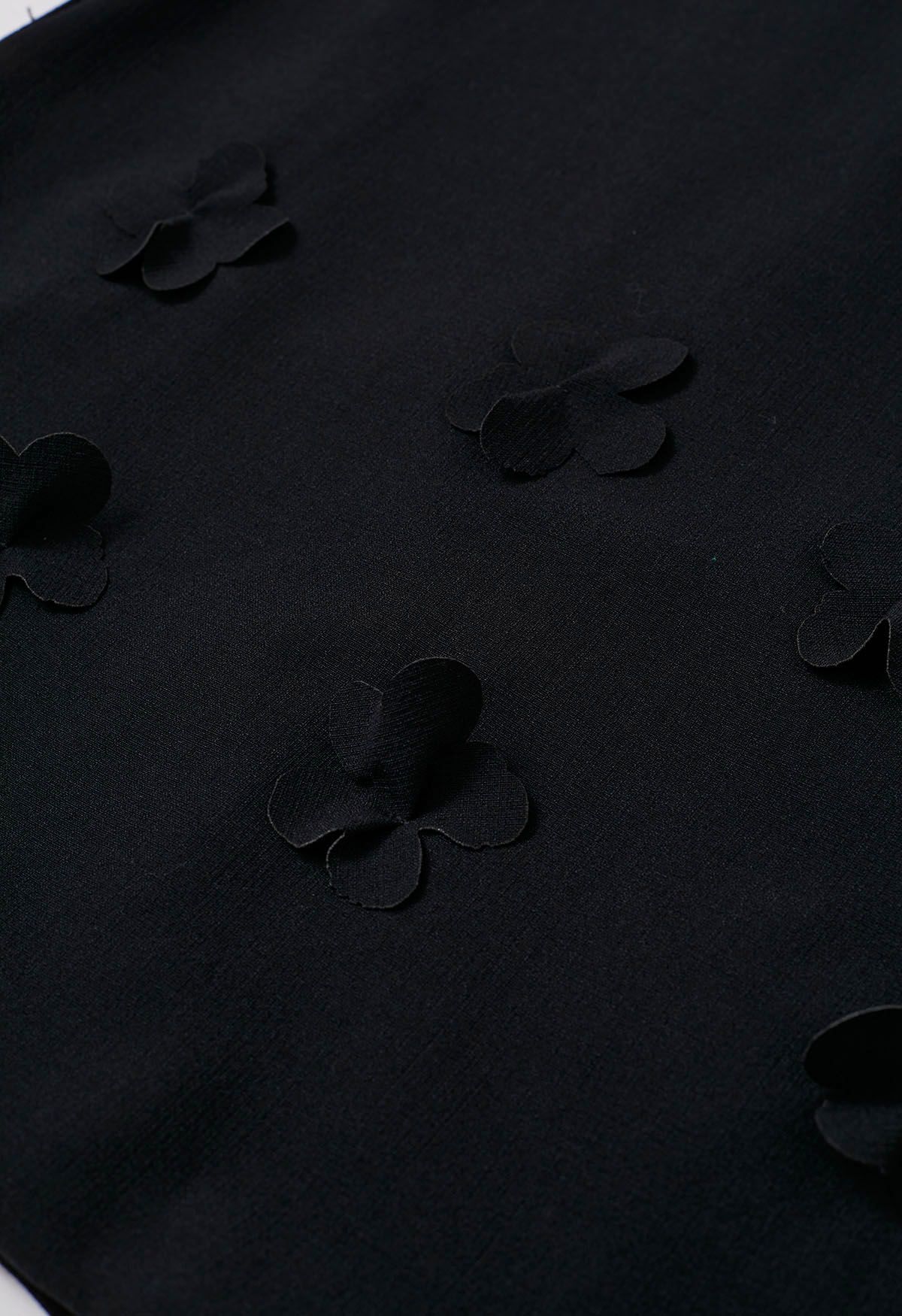 Flower Applique Bowknot Sleeveless Dress in Black