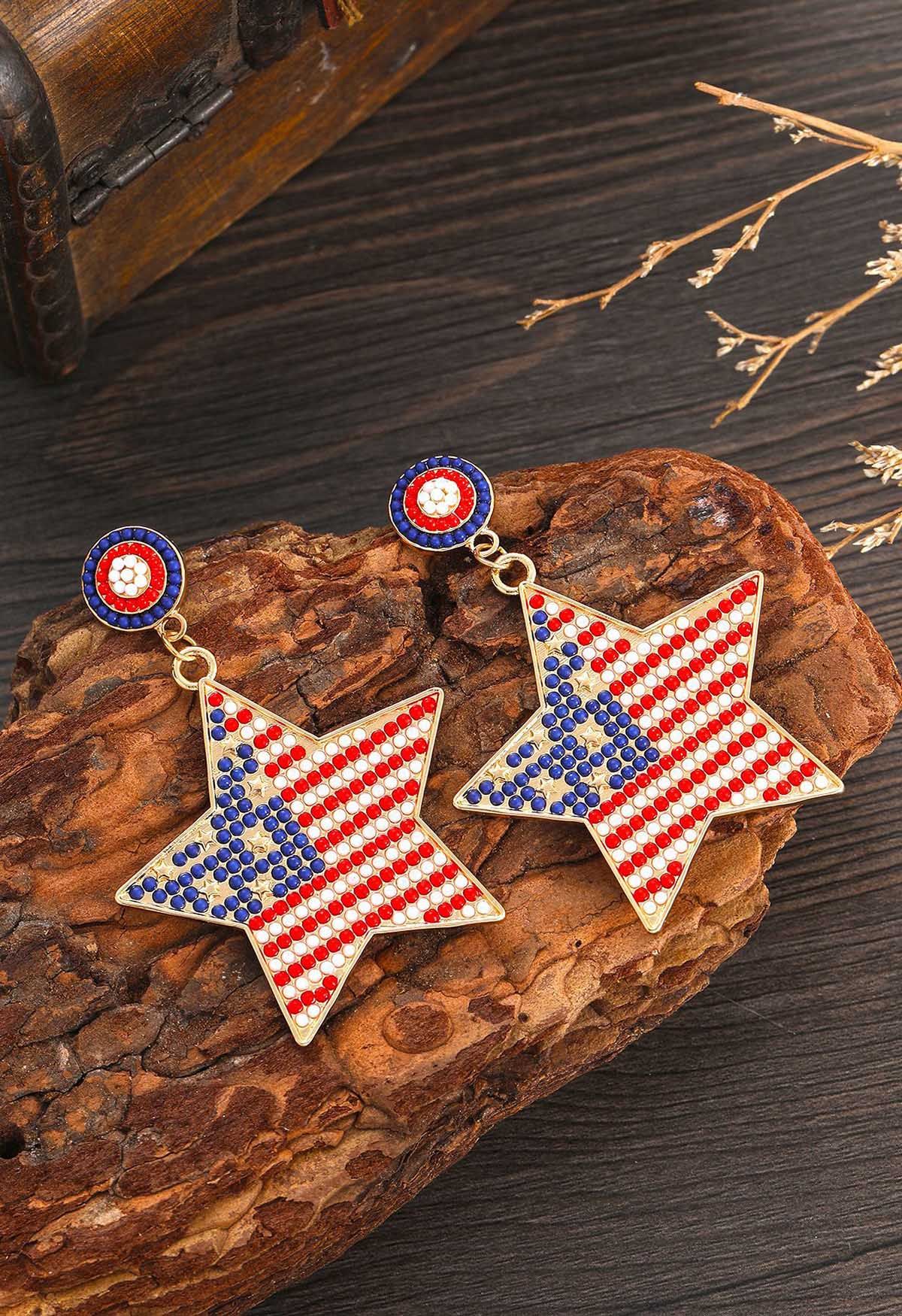 American Flag Star Earrings