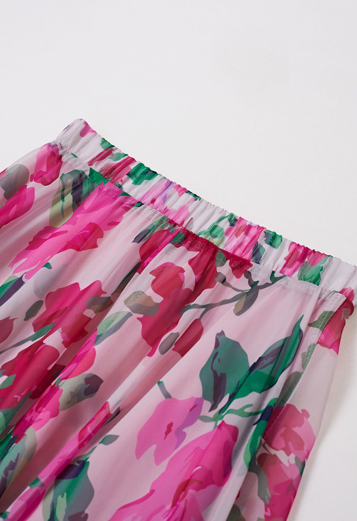 Watercolor Floral Fantasy Chiffon Maxi Skirt