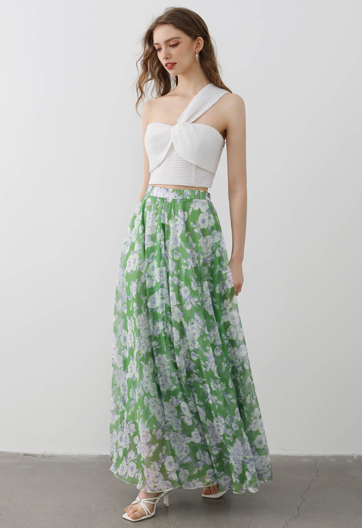 Breezy Blooms Chiffon Maxi Skirt