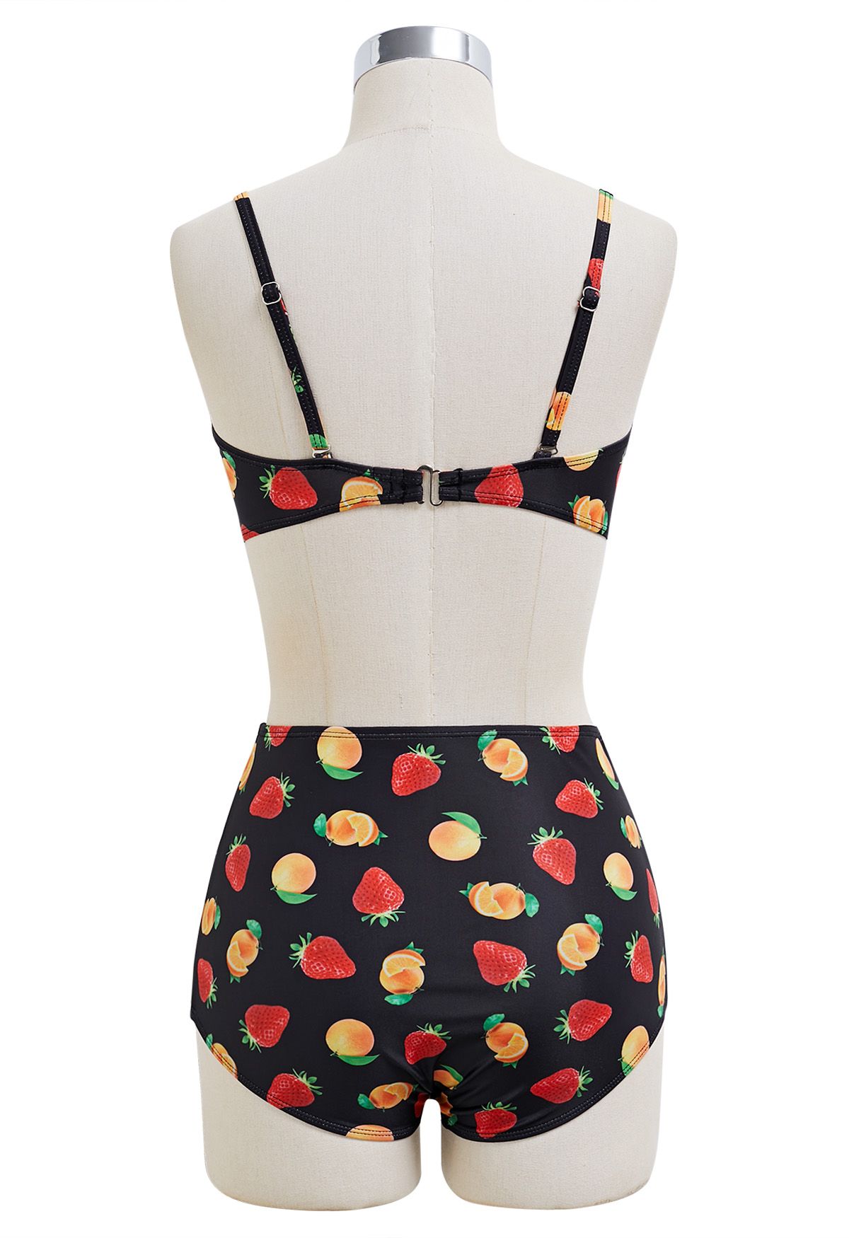 Fruit Print Bikini Set in Black