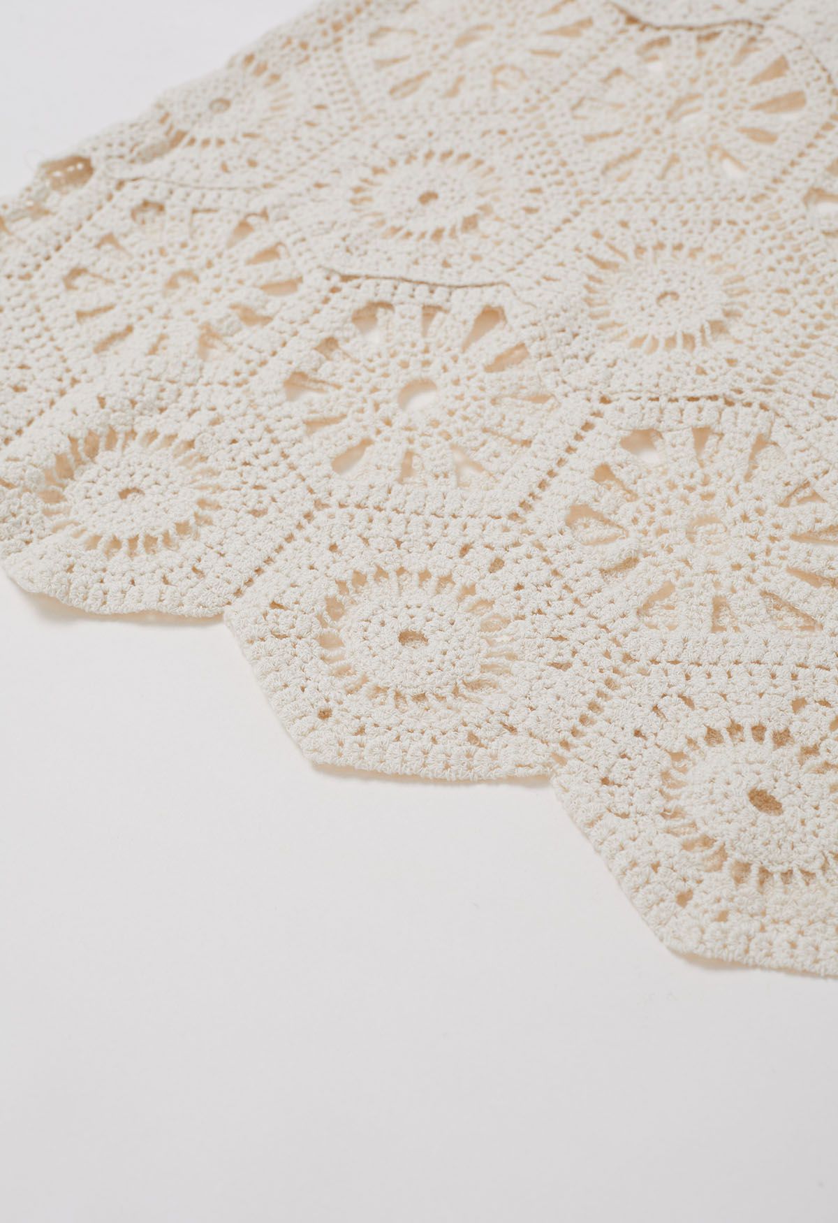 Bohemian Cutwork Crochet Cover-Up Dress in Cream