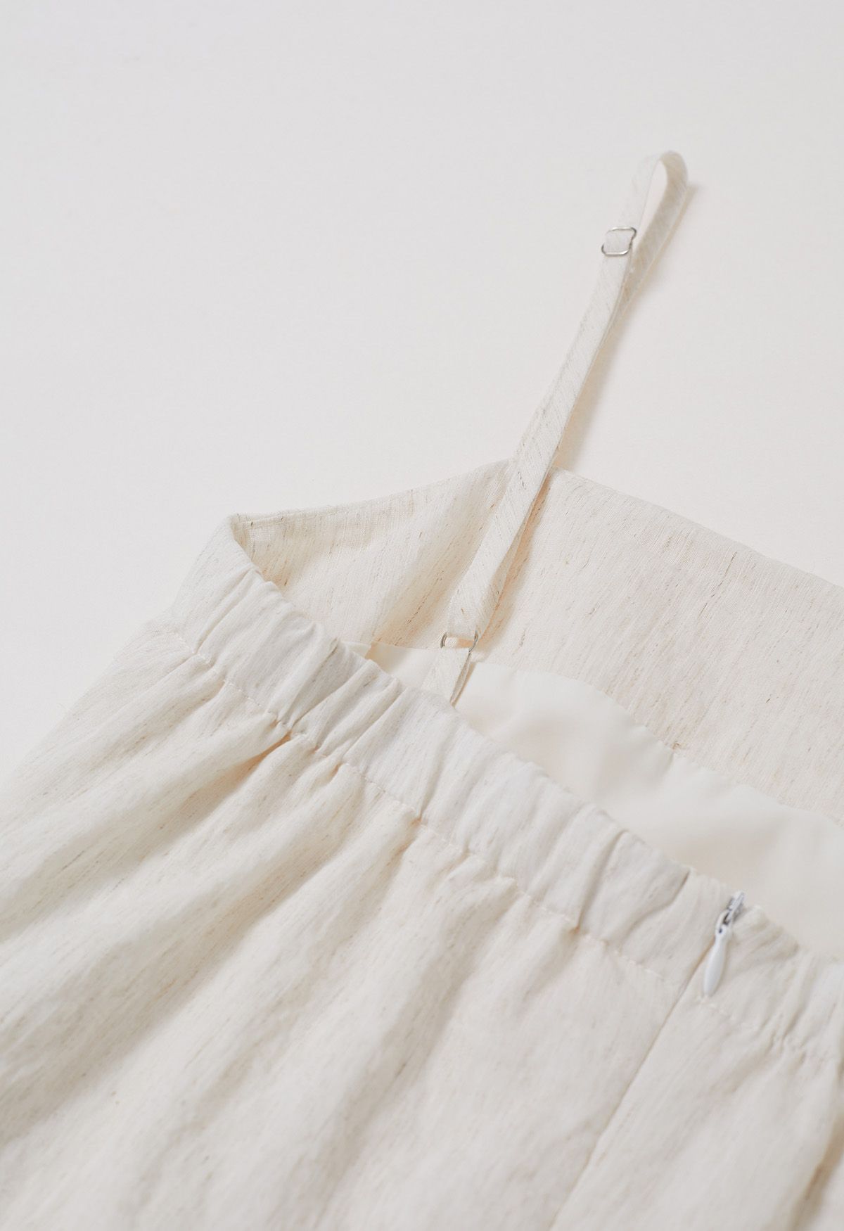 Slit Hem Linen-Blend Top and Maxi Skirt Set in Ivory