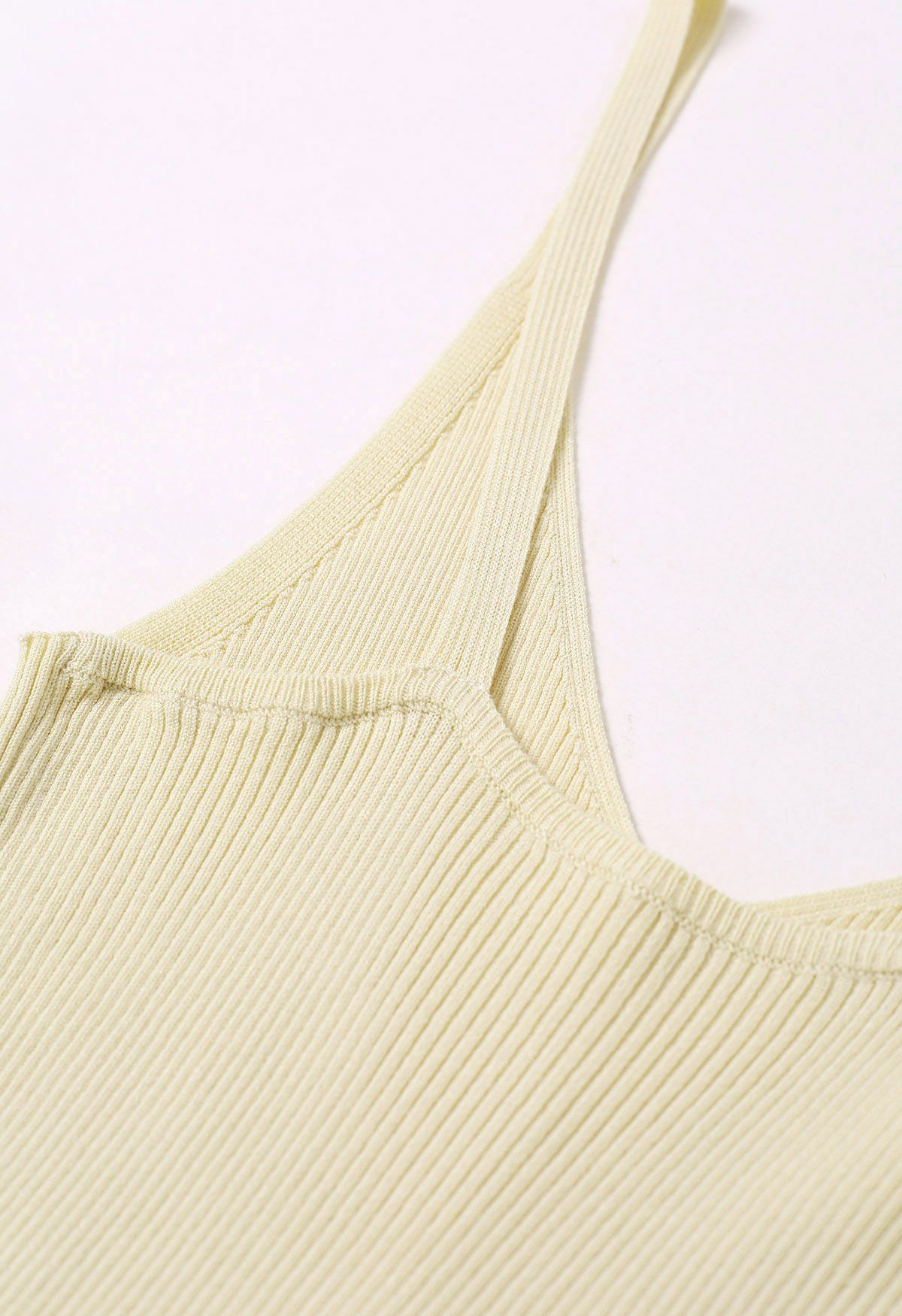 Button Decorated Ribbed Knit Tank Top in Cream