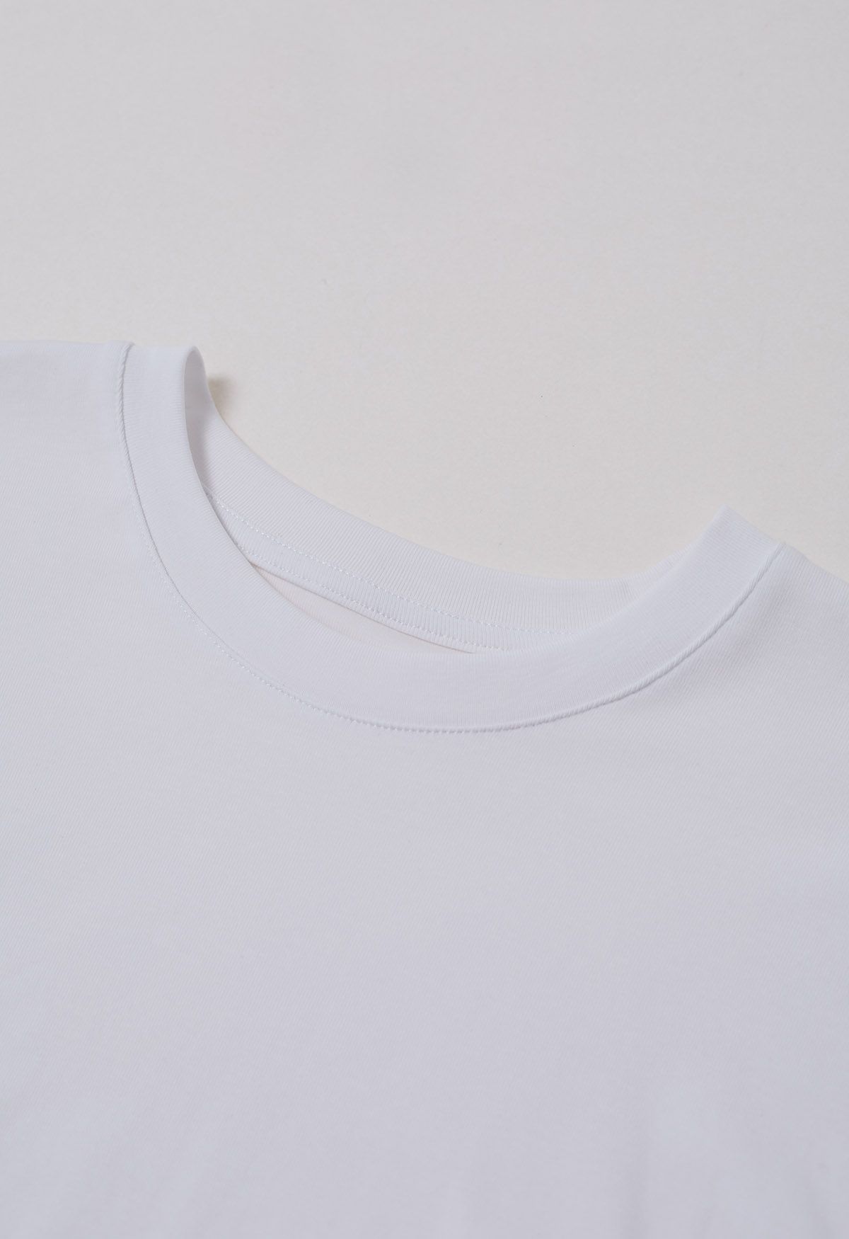 Sequined Cuff Ruched Side T-Shirt in White