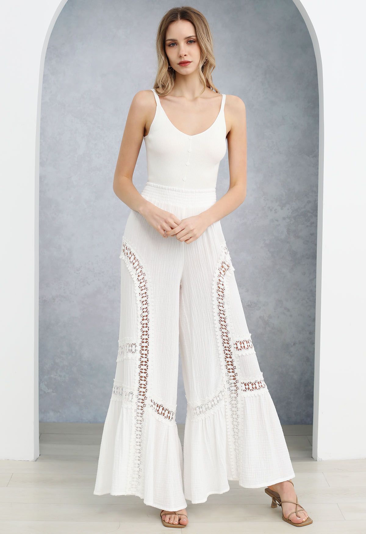 Hit the Breeze Lacy Flare Cotton Pants