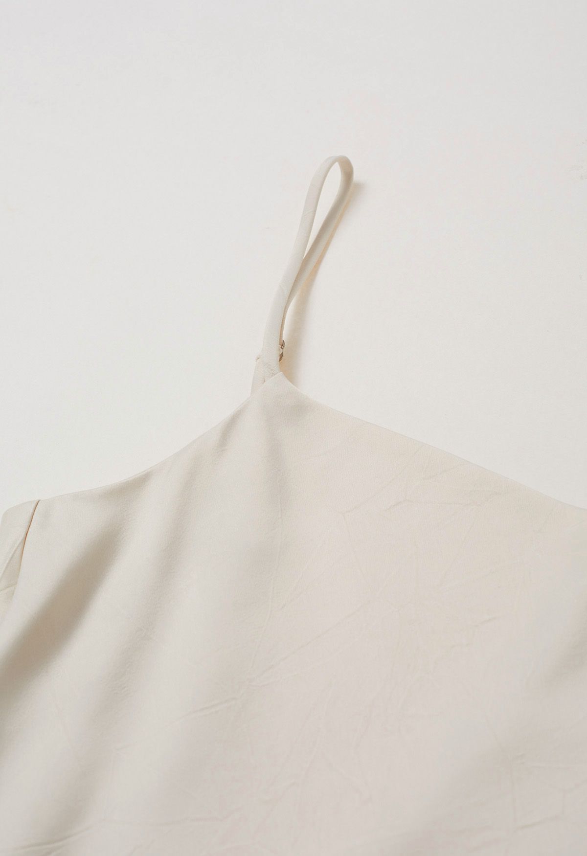 Drawstring Tie Open-Back Satin Cami Dress in Ivory