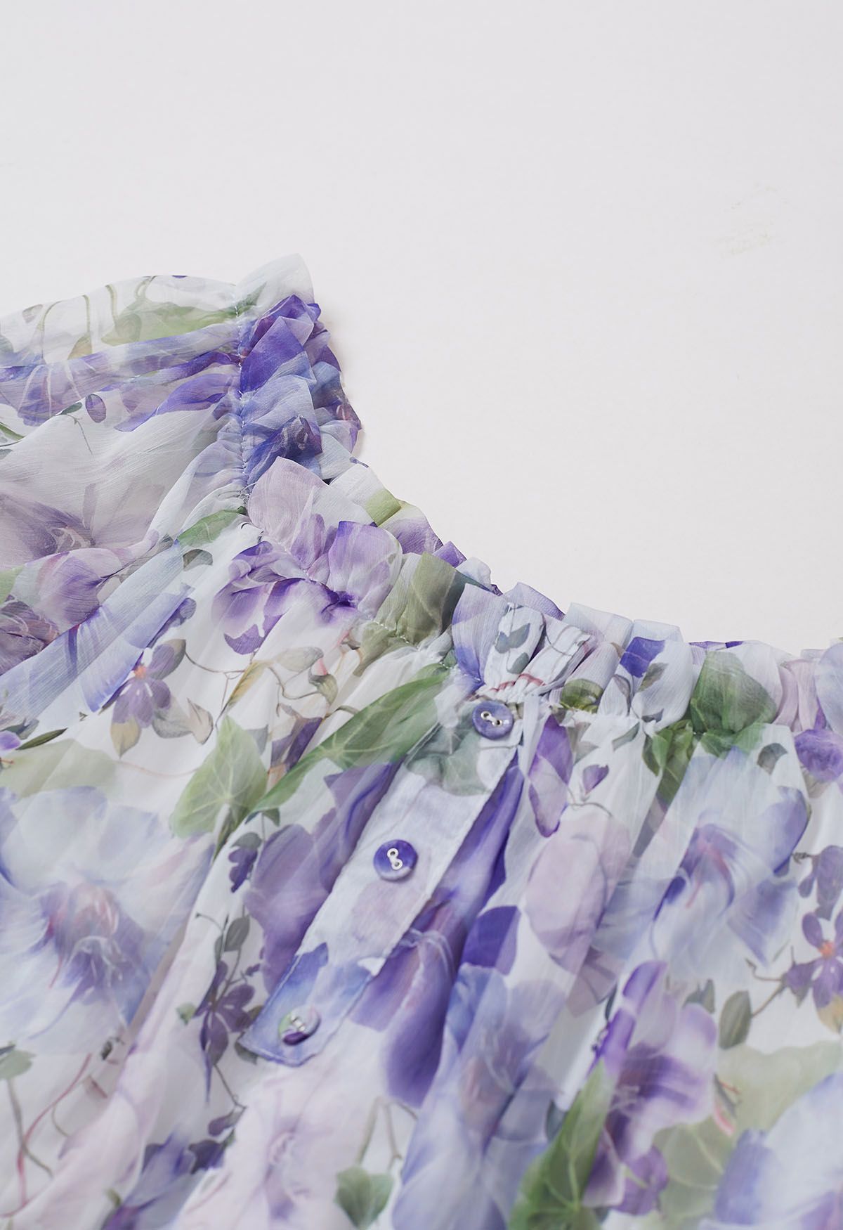 Purple Floral Printed Off-Shoulder Chiffon Dress