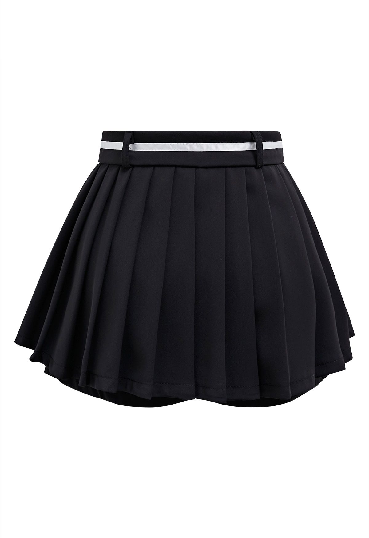 Bowknot Embellished Pleated Mini Skorts in Black