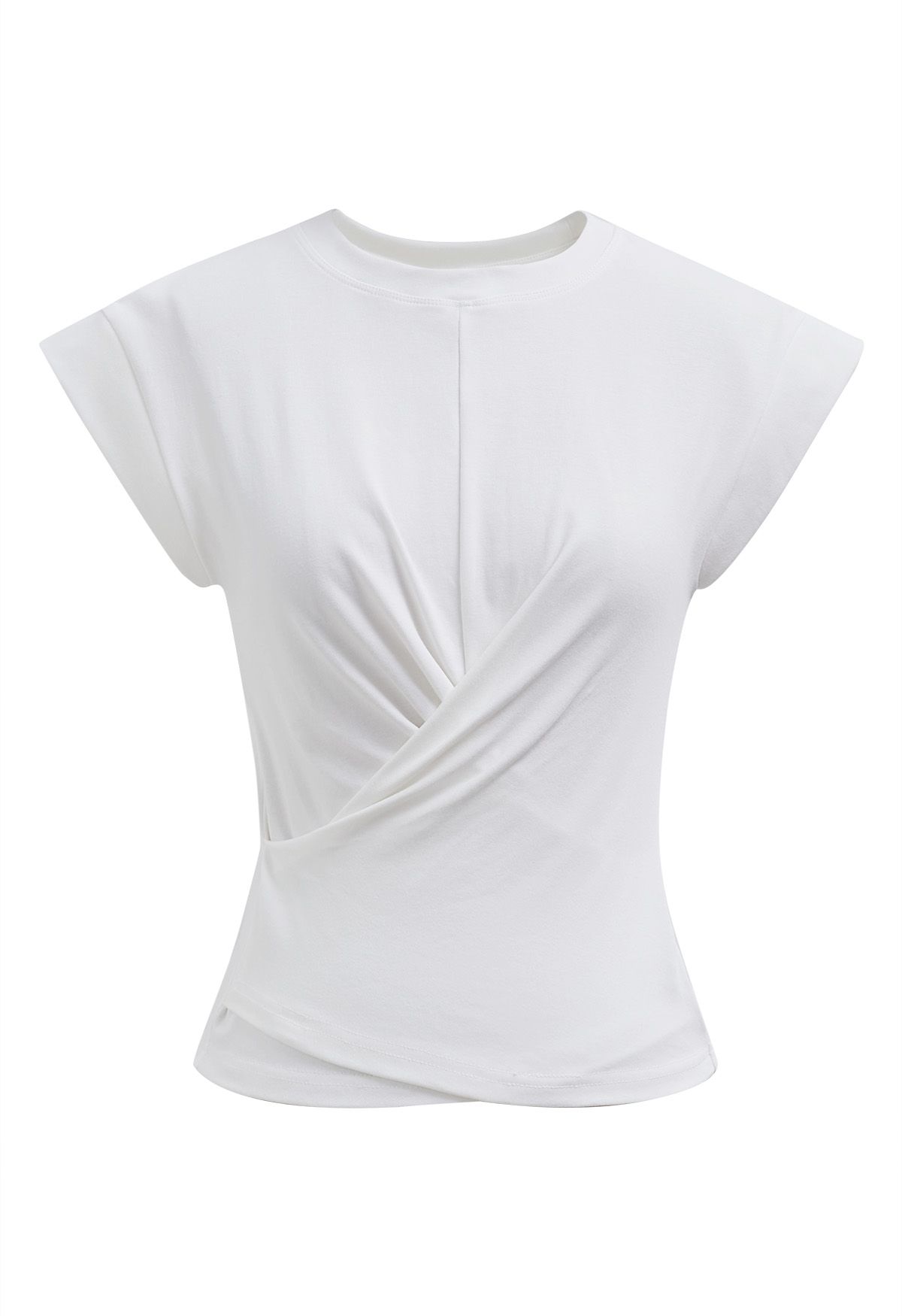 Cap Sleeve Crisscross Cotton Top in White