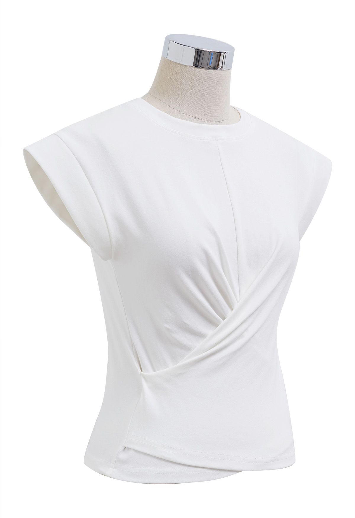 Cap Sleeve Crisscross Cotton Top in White