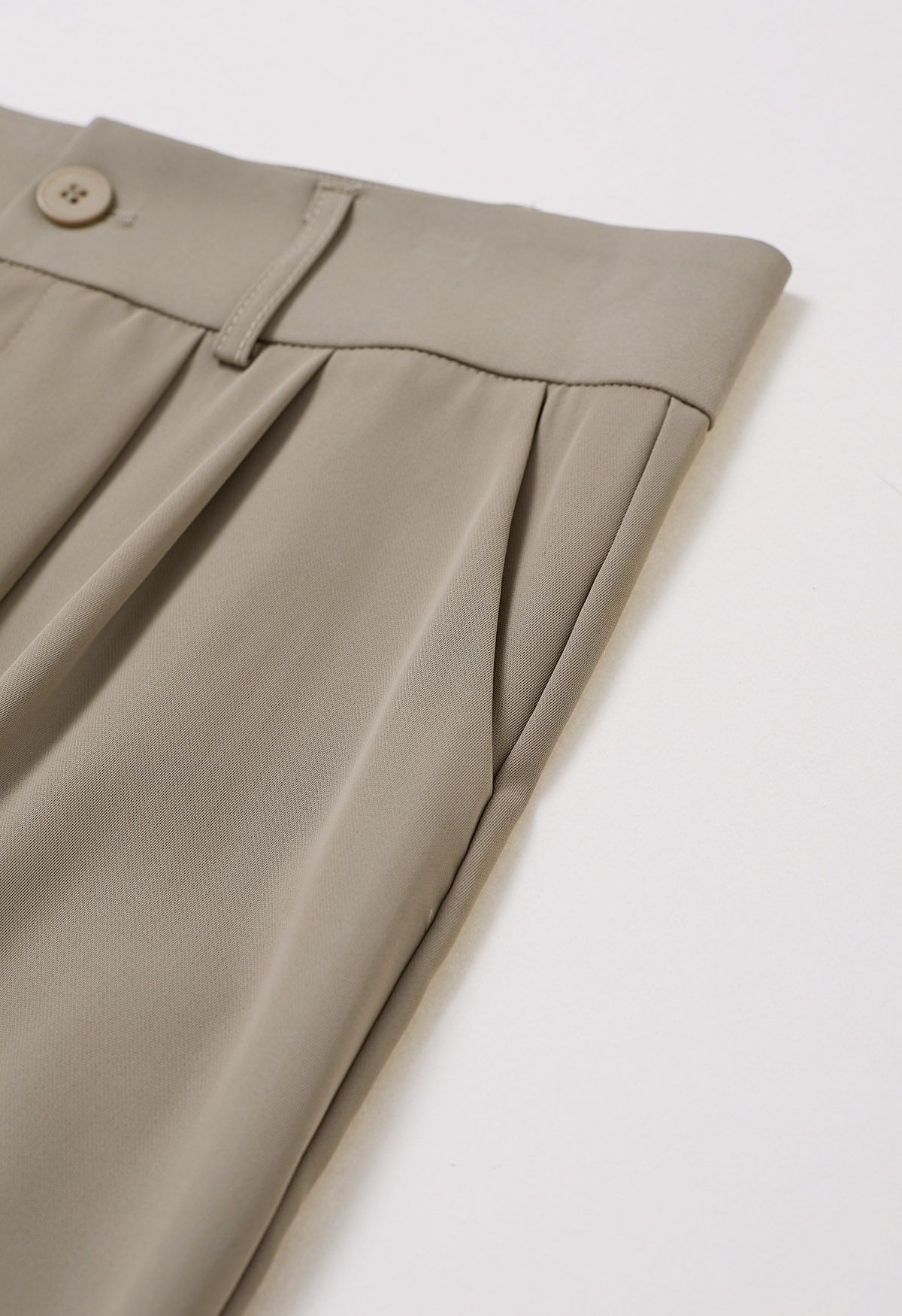 High-Waist Straight-Leg Pants in Khaki