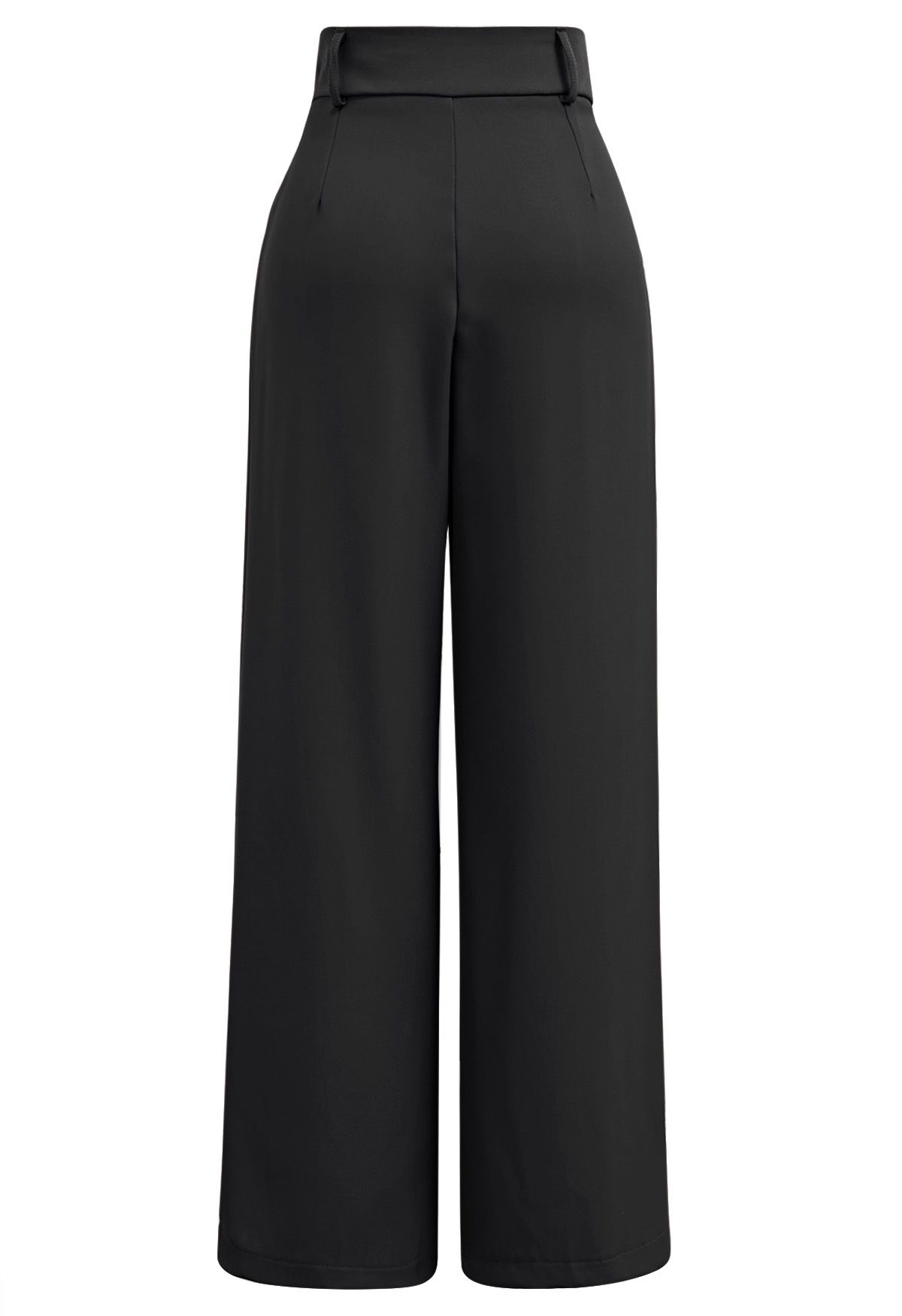 High-Waist Straight-Leg Pants in Black