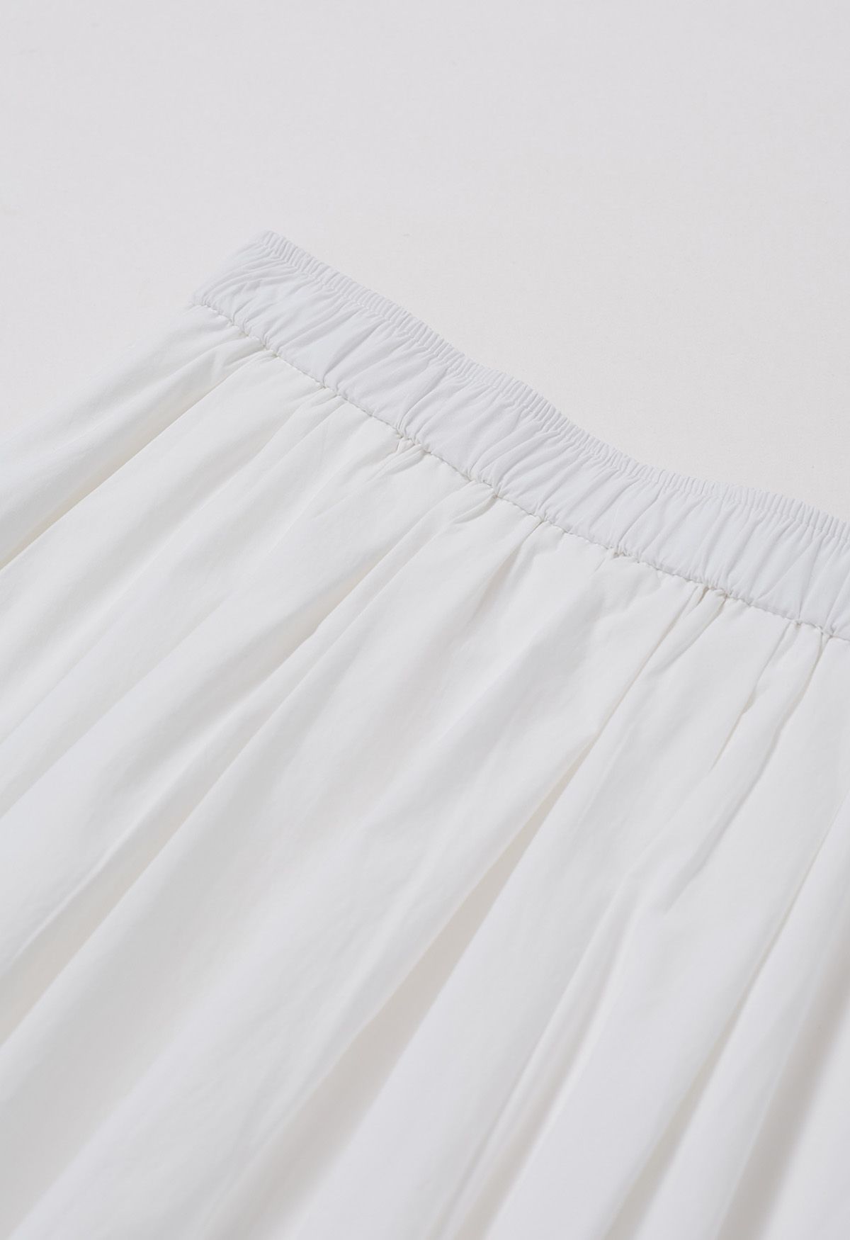 Inseam Pockets Cotton Flare Midi Skirt in White