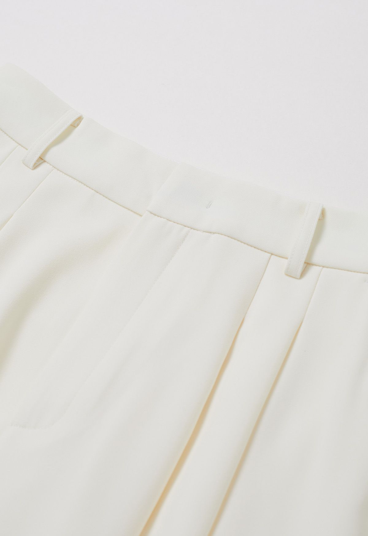 Belted Side Pocket Pleated Pants in Ivory