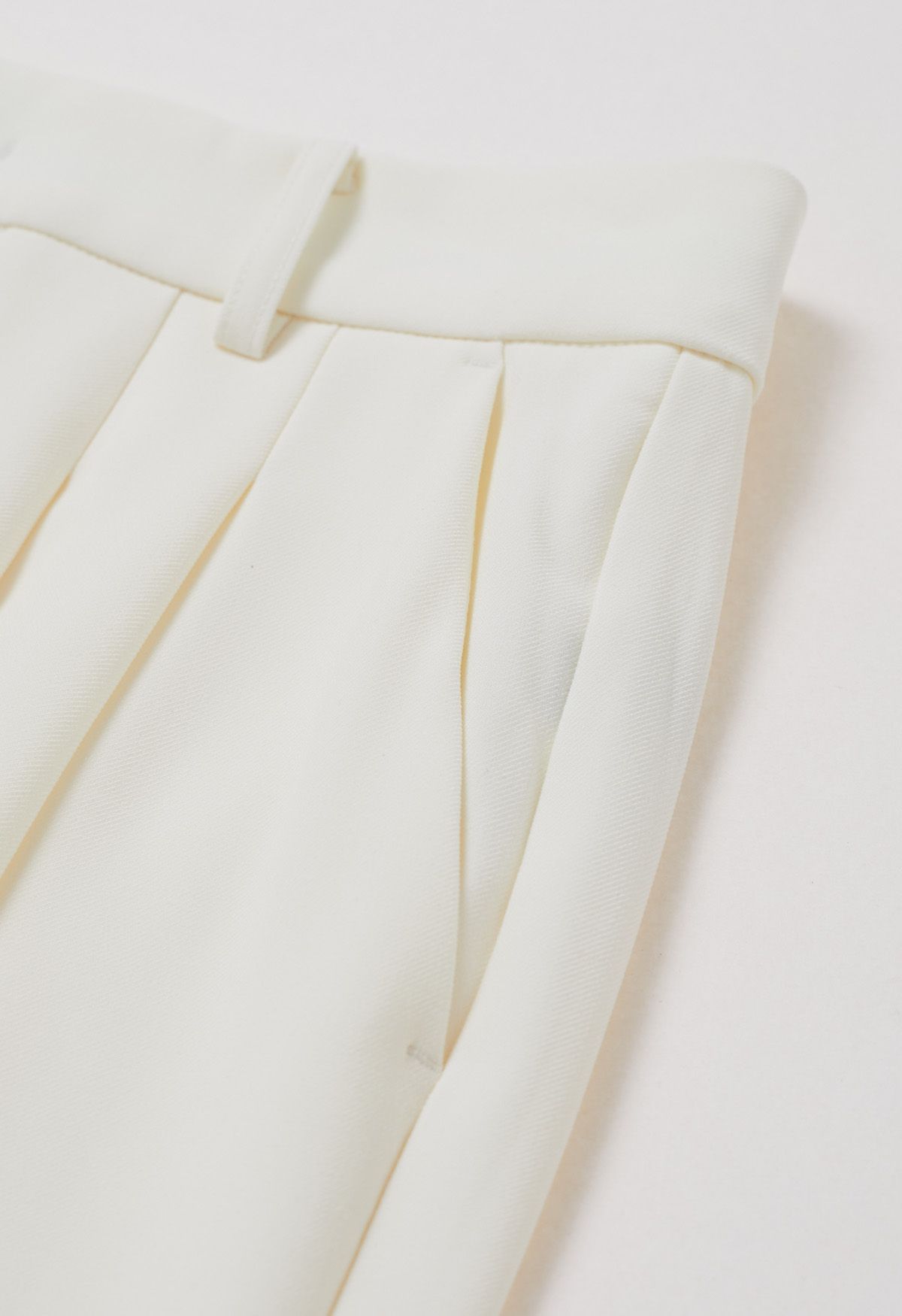 Belted Side Pocket Pleated Pants in Ivory