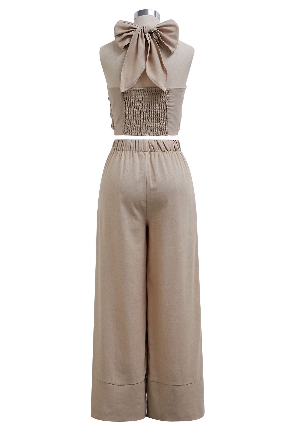 Comfort Linen-Blend Palazzo Pants in Khaki