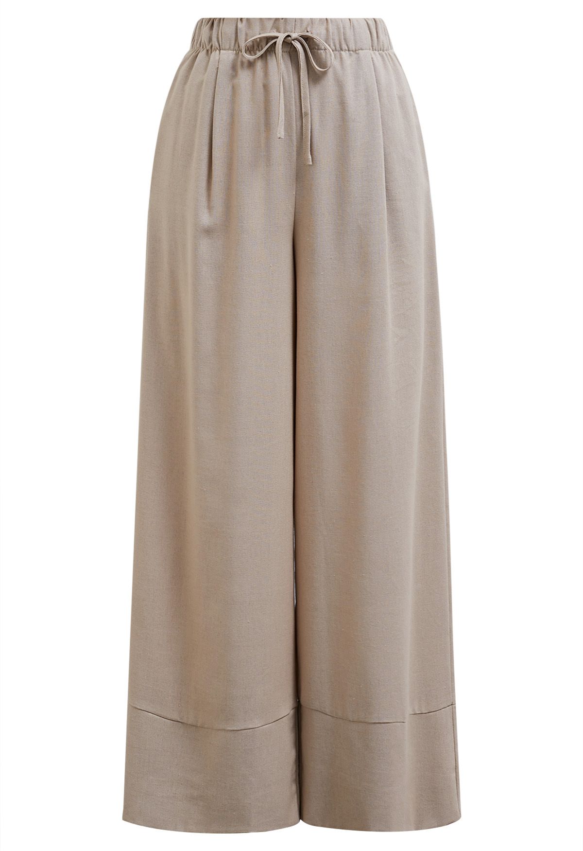 Comfort Linen-Blend Palazzo Pants in Khaki