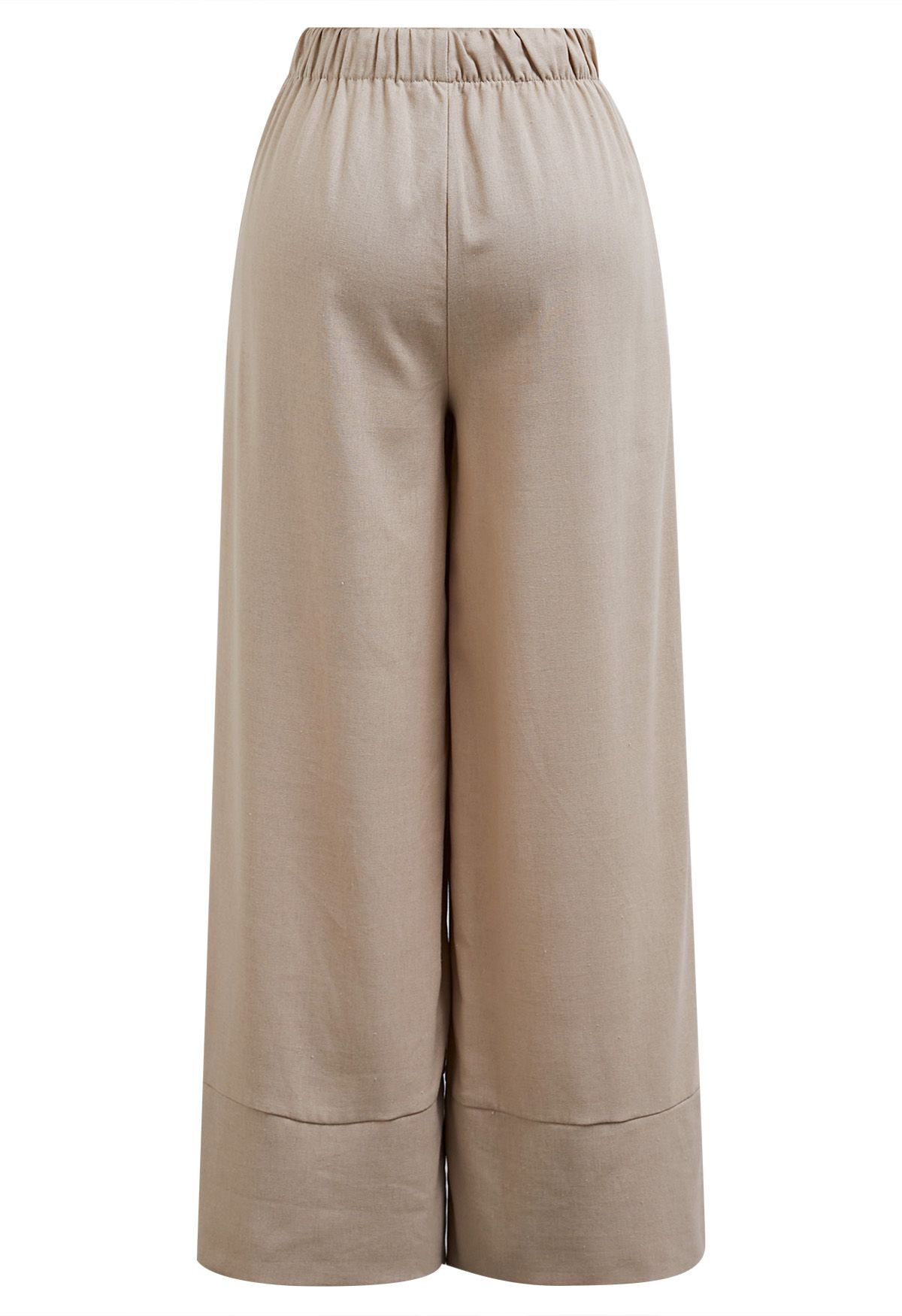 Comfort Linen-Blend Palazzo Pants in Khaki