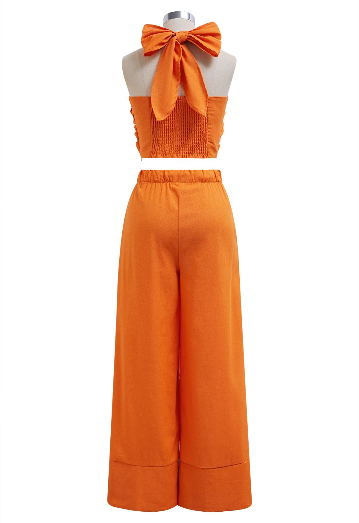 Comfort Linen-Blend Palazzo Pants in Orange