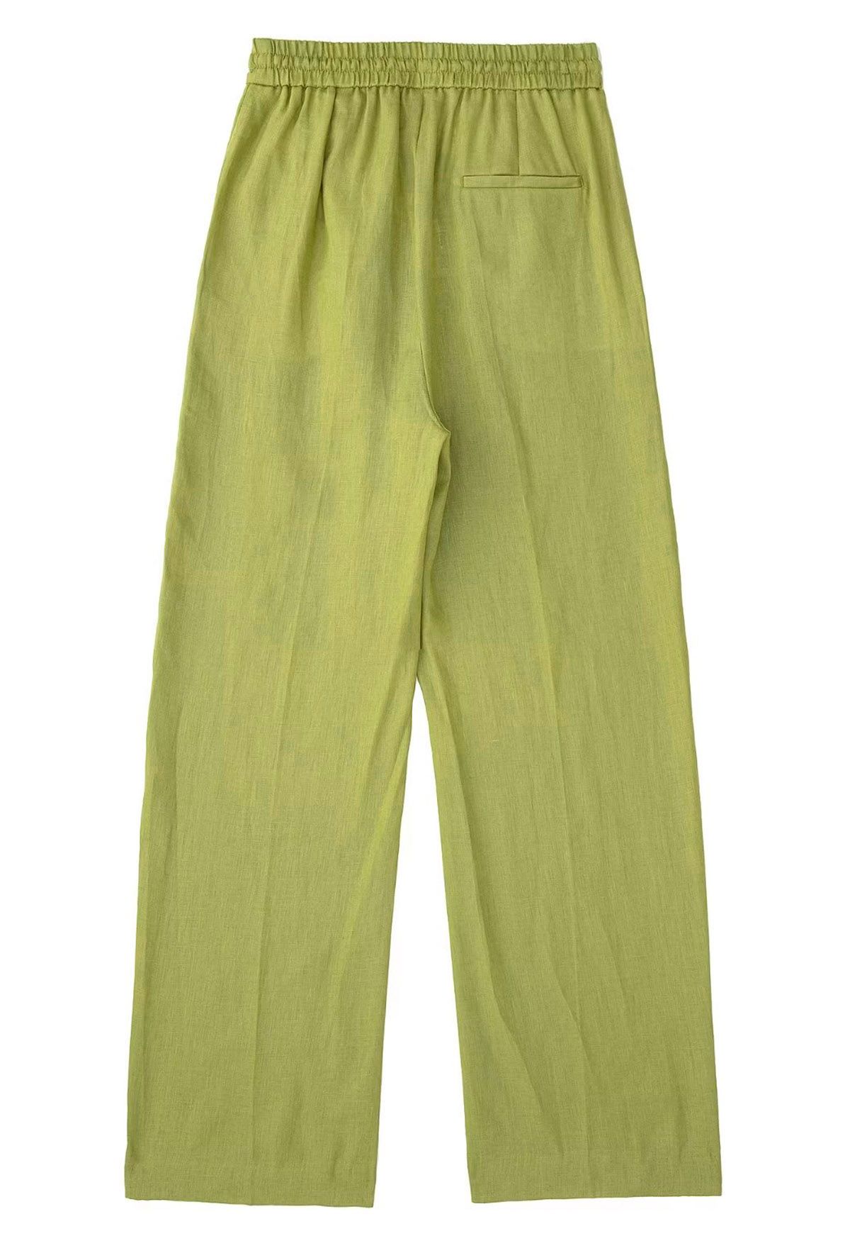 Breezy Cotton Straight-Leg Pants in Lime