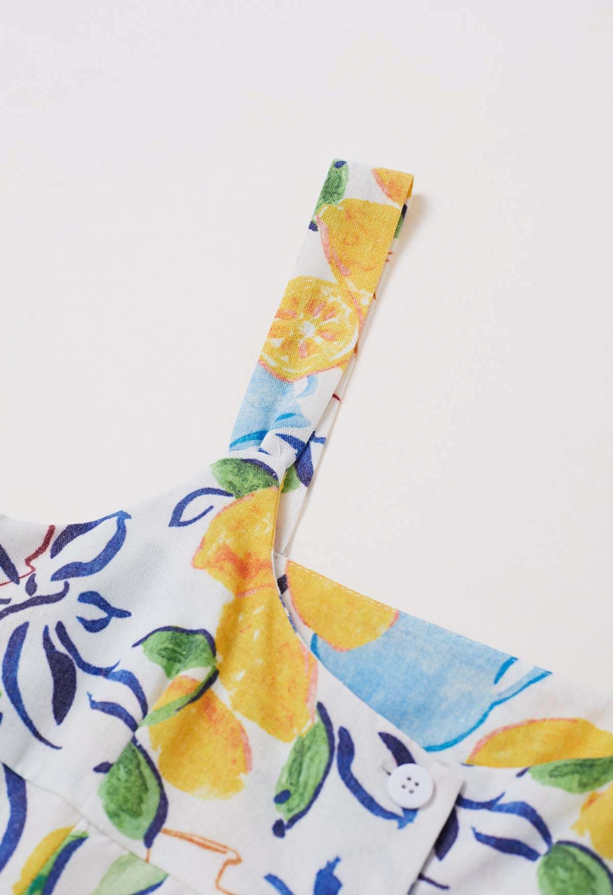 Adored Vibe Lemon Printed Button Down Cami Dress