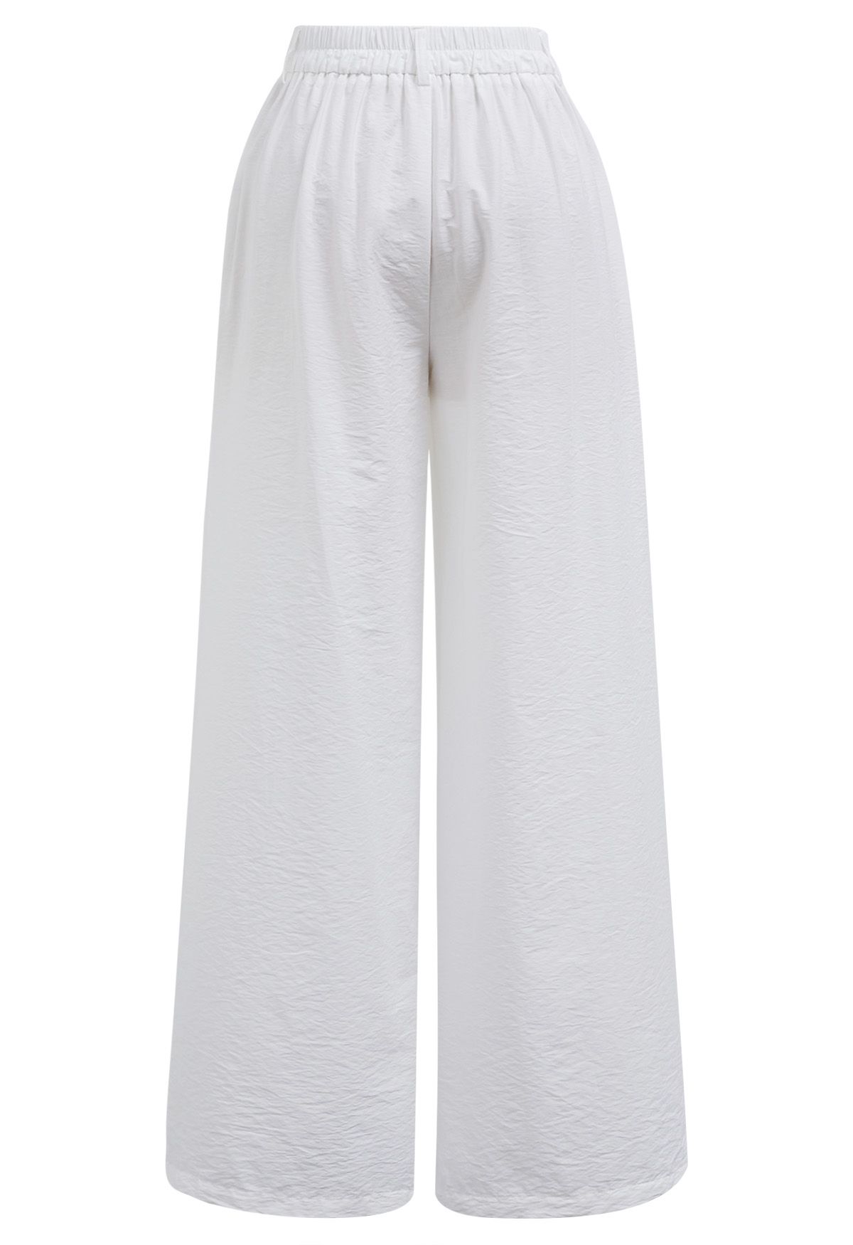 Pintuck Detail Wide-Leg Pants in White