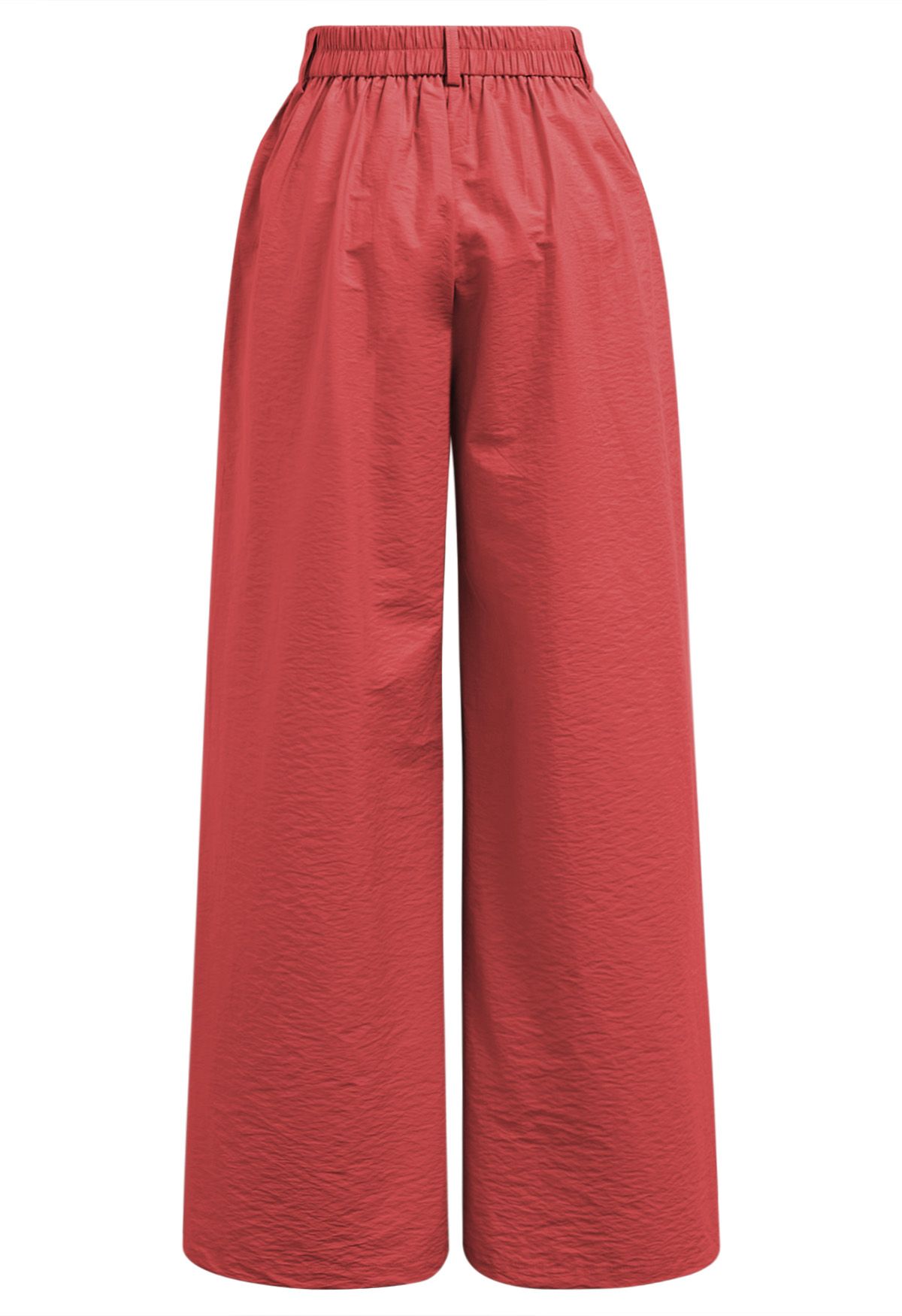 Pintuck Detail Wide-Leg Pants in Red